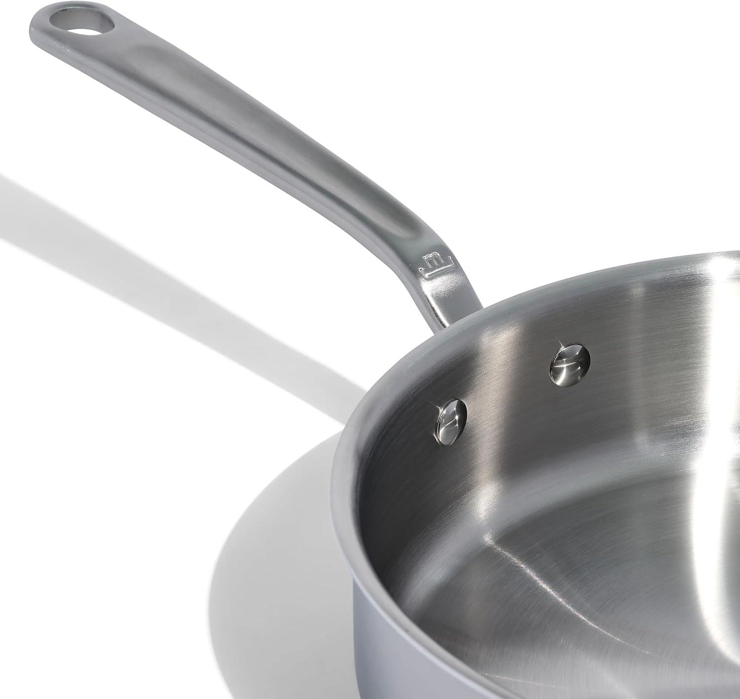 image:imageMade In Cookware 35 Quart Stainless Steel Saute Pan 5 Ply Stainless Clad Professional Cookware Induction Compatible Crafted in Italy