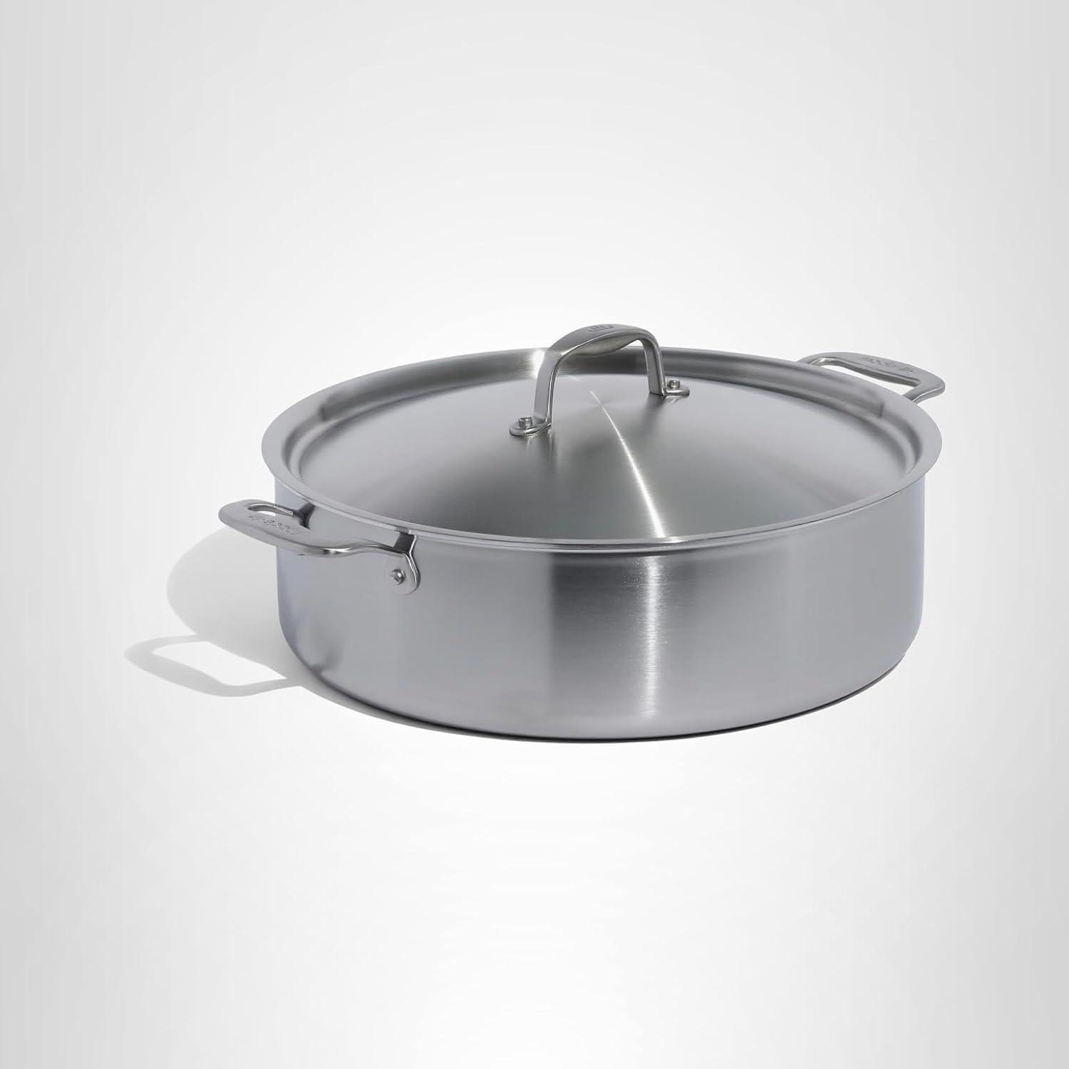 image:imageMade In Cookware 6 Quart Stainless Steel Rondeau Pot wLid 5 Ply Stainless Clad Professional Cookware Crafted in Italy Induction Compatible10 Quarts
