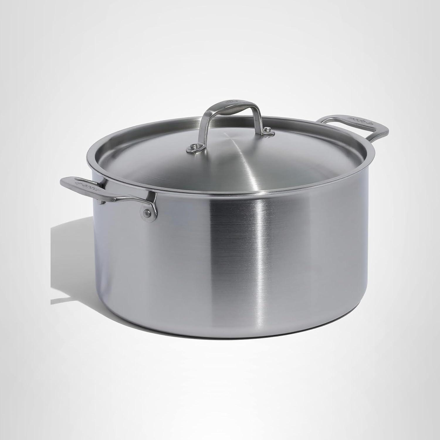 image:imageMade In Cookware 8 Quart Stainless Steel Stock Pot With Lid 5 Ply Stainless Clad Professional Cookware Crafted in Italy Induction Compatible12 Quart Stock Pot with Lid