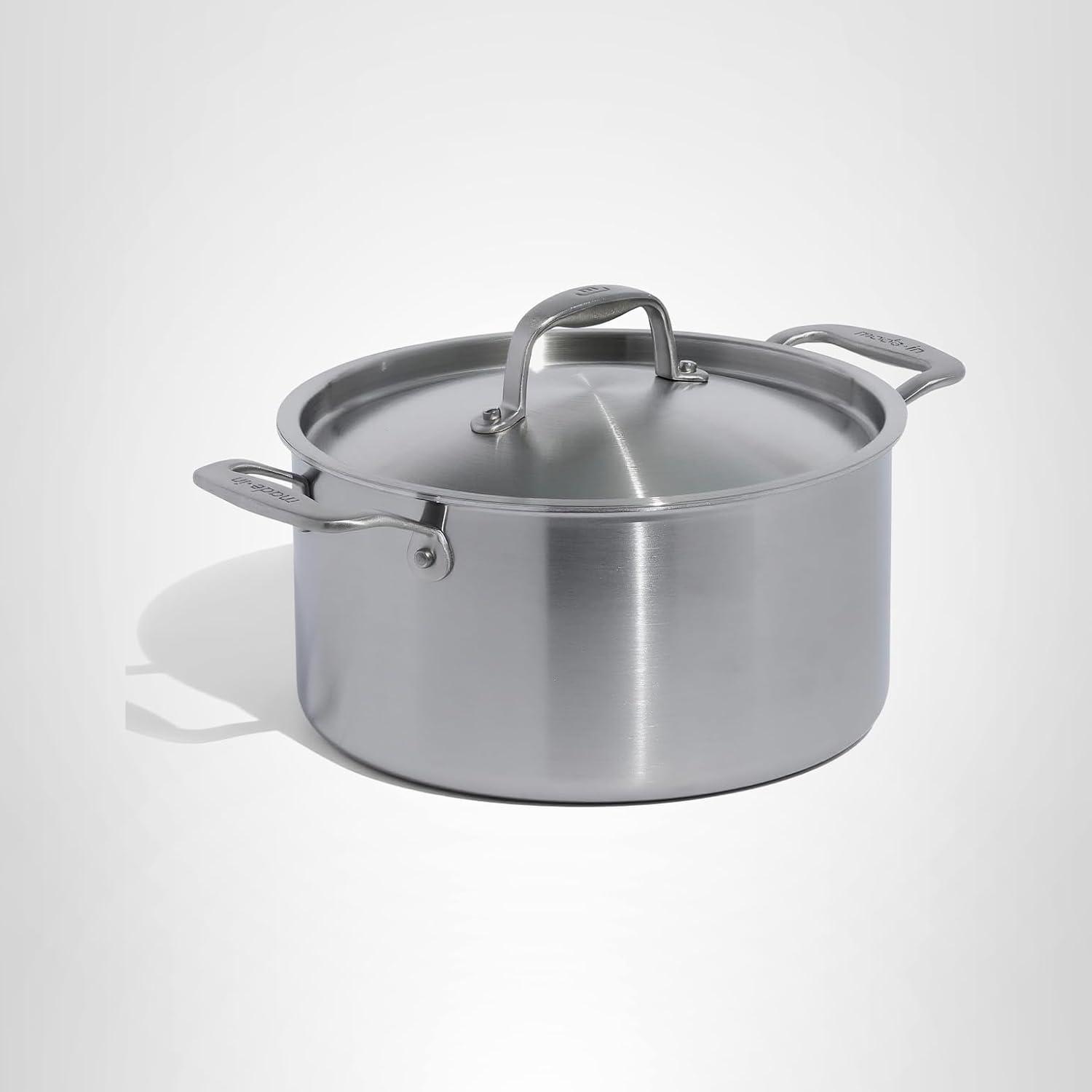 image:imageMade In Cookware 8 Quart Stainless Steel Stock Pot With Lid 5 Ply Stainless Clad Professional Cookware Crafted in Italy Induction Compatible6 Quart Stock Pot with Lid