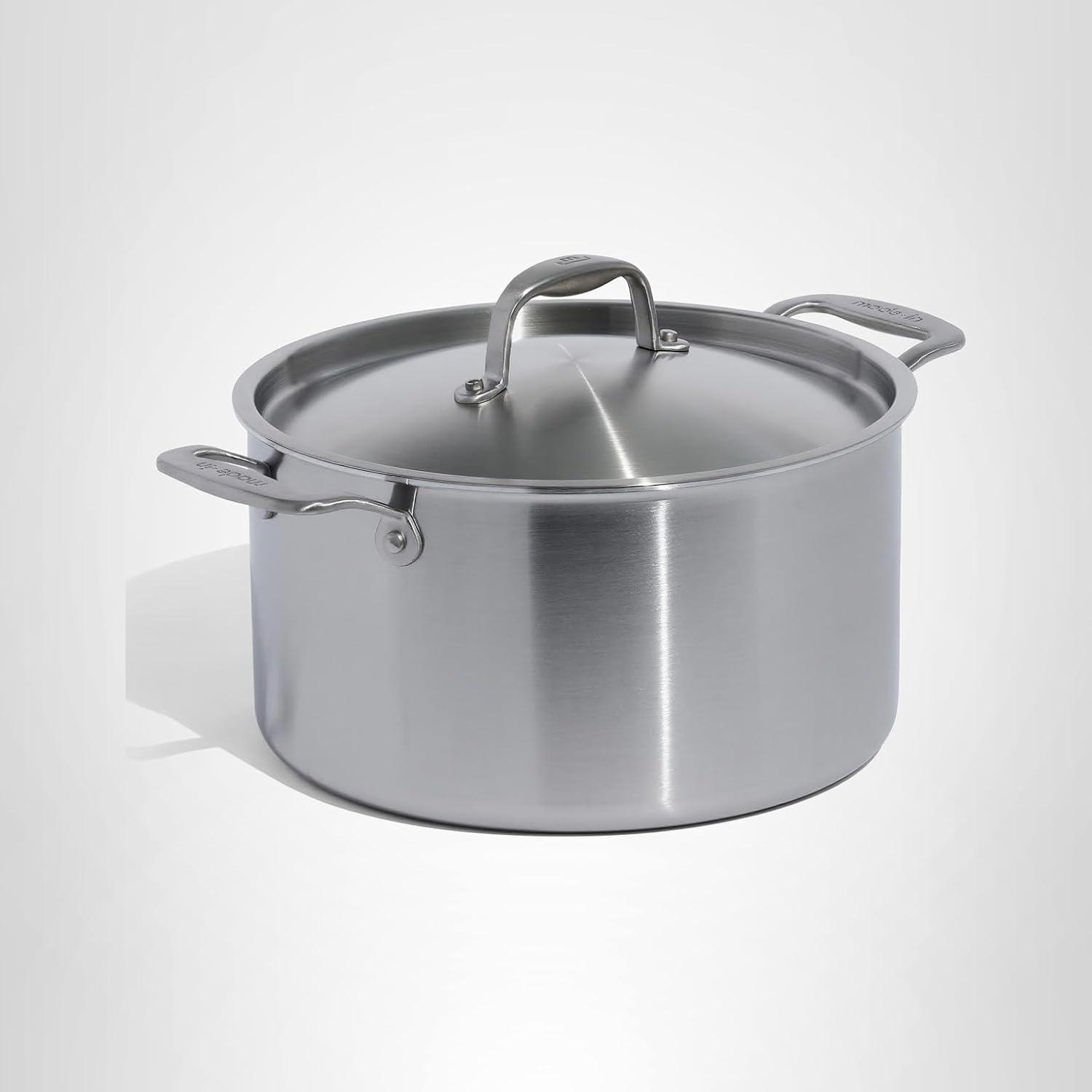image:imageMade In Cookware 8 Quart Stainless Steel Stock Pot With Lid 5 Ply Stainless Clad Professional Cookware Crafted in Italy Induction Compatible8 Quart Stock Pot with Lid
