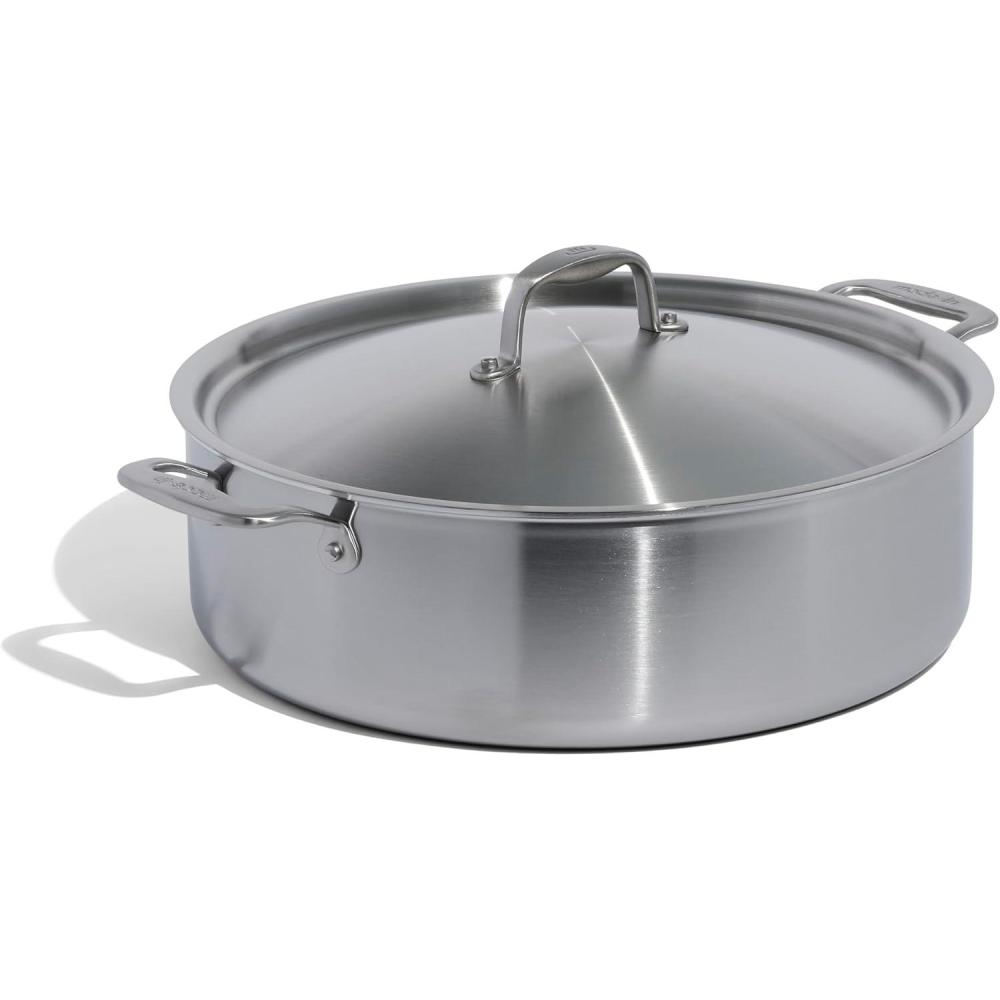 image:imageMade In Cookware 6 Quart Stainless Steel Rondeau Pot wLid 5 Ply Stainless Clad Professional Cookware Crafted in Italy Induction Compatible10 Quarts