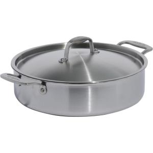 Made In Cookware – 6 Quart Stainless Steel Rondeau Pot w/Lid – 5 Ply Stainless Clad – Professional Cookware – Crafted in Italy – Induction Compatible(6 Quarts)