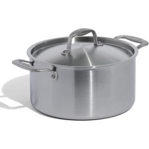 Made In Cookware – 8 Quart Stainless Steel Stock Pot With Lid – 5 Ply Stainless Clad – Professional Cookware – Crafted in Italy – Induction Compatible(6 Quart Stock Pot with Lid)