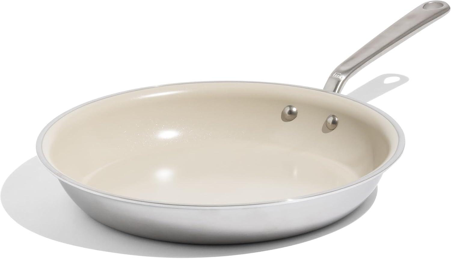 image:imageMade In Cookware 12 Ceramic Non Stick Frying Pan Stainless Handle 5Ply Stainless Clad with StayCool Handle Professional CookwareStainless Handle