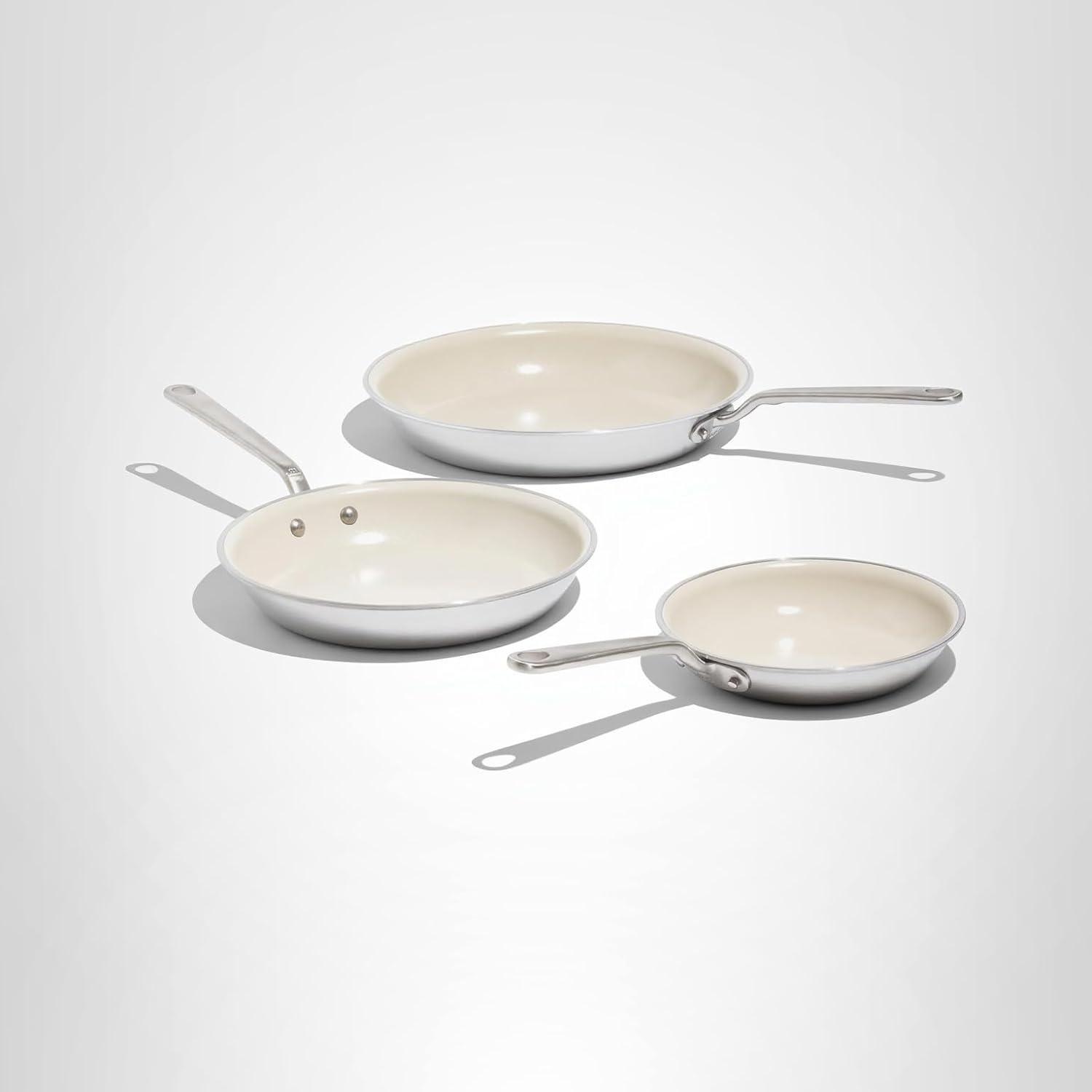 image:imageMade In Cookware 12 Ceramic Non Stick Frying Pan Stainless Handle 5Ply Stainless Clad with StayCool Handle Professional CookwareStainless Handle