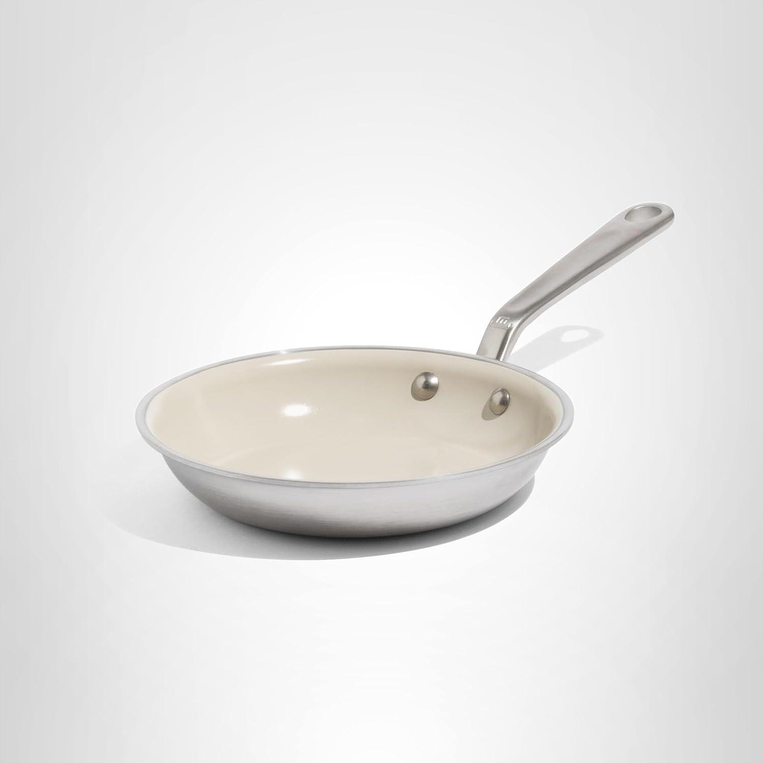 image:imageMade In Cookware 12 Ceramic Non Stick Frying Pan Stainless Handle 5Ply Stainless Clad with StayCool Handle Professional CookwareStainless Handle