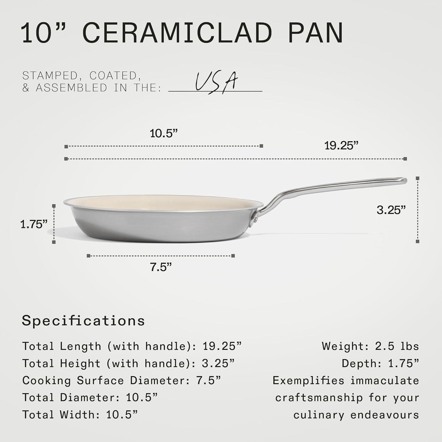 image:imageMade In Cookware 12 Ceramic Non Stick Frying Pan Stainless Handle 5Ply Stainless Clad with StayCool Handle Professional CookwareStainless Handle