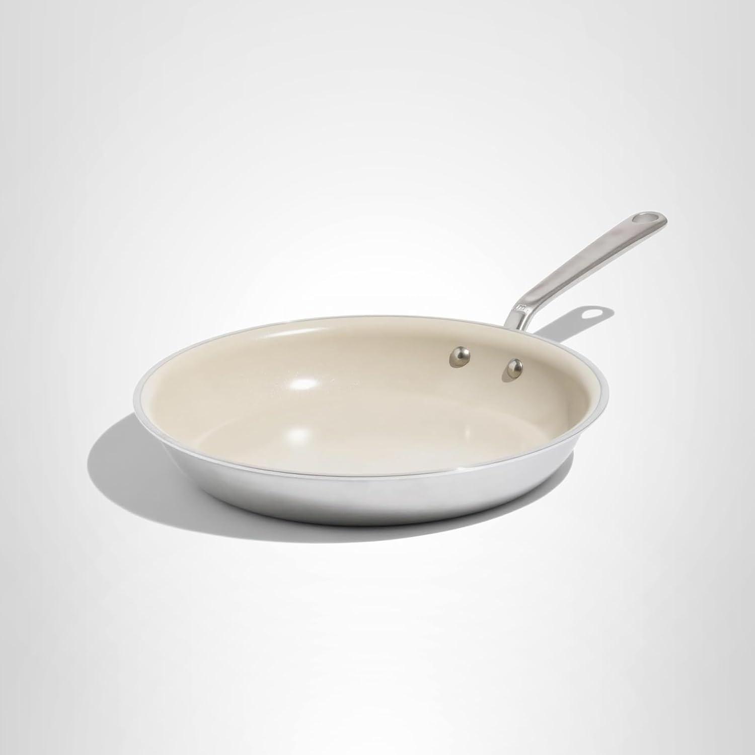 image:imageMade In Cookware 12 Ceramic Non Stick Frying Pan Stainless Handle 5Ply Stainless Clad with StayCool Handle Professional CookwareStainless Handle