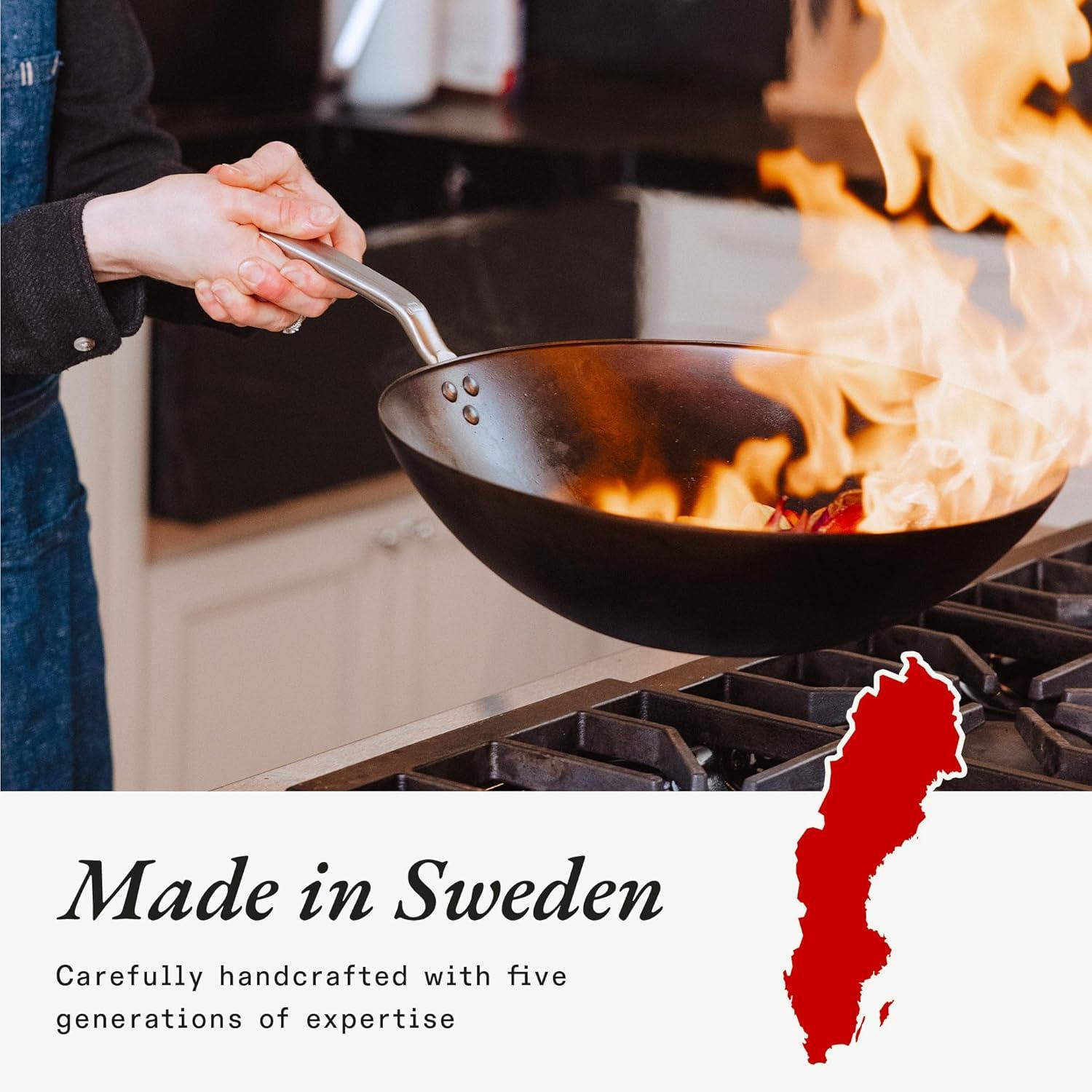 image:imageMade In Cookware 13 Seasoned Carbon Steel Wok Like Cast Iron but Better Professional Cookware Crafted in Sweden Induction Compatible13 Seasoned Carbon Steel