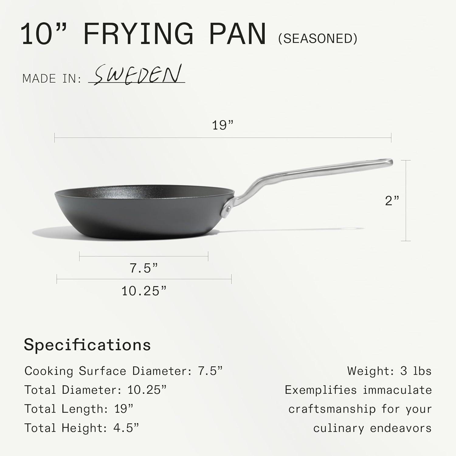 image:imageMade In Cookware 3 Piece Includes 81012 Seasoned Blue Carbon Steel Frying Pan Like Cast Iron but Better Professional Cookware Crafted in Sweden Induction Compatible10 Seasoned Carbon Steel Pan