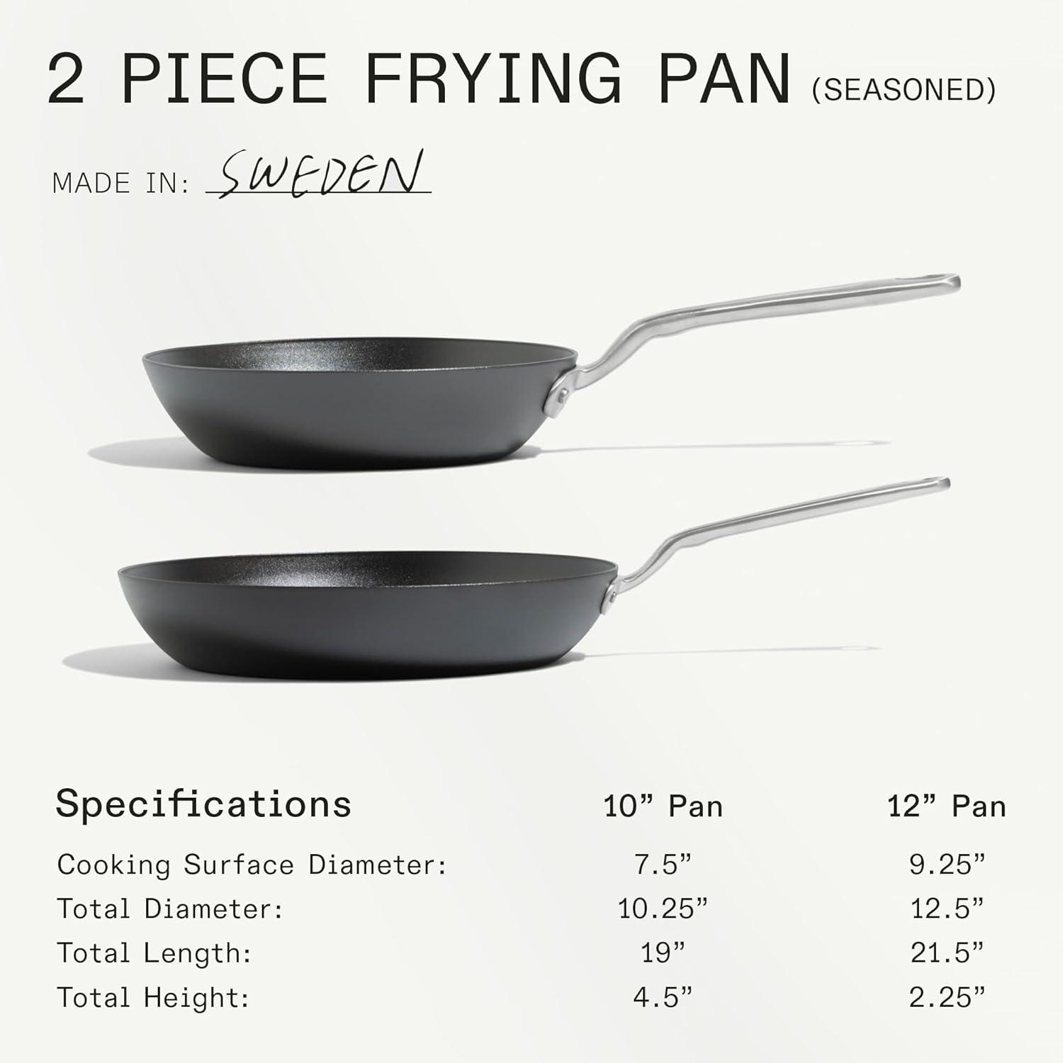 image:imageMade In Cookware 3 Piece Includes 81012 Seasoned Blue Carbon Steel Frying Pan Like Cast Iron but Better Professional Cookware Crafted in Sweden Induction Compatible2 Piece Set 10 12 Carbon Steel Pan