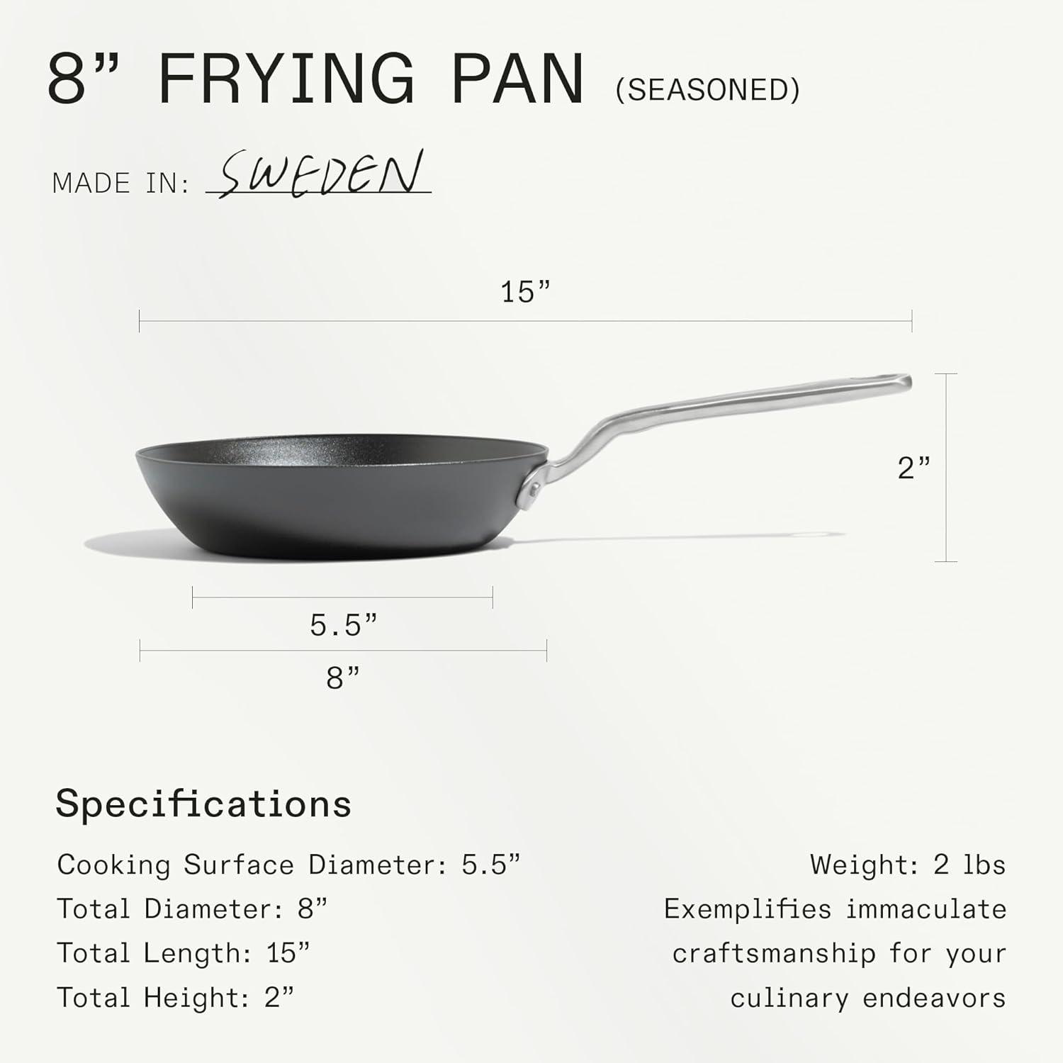 image:imageMade In Cookware 3 Piece Includes 81012 Seasoned Blue Carbon Steel Frying Pan Like Cast Iron but Better Professional Cookware Crafted in Sweden Induction Compatible8 Seasoned Carbon Steel Pan