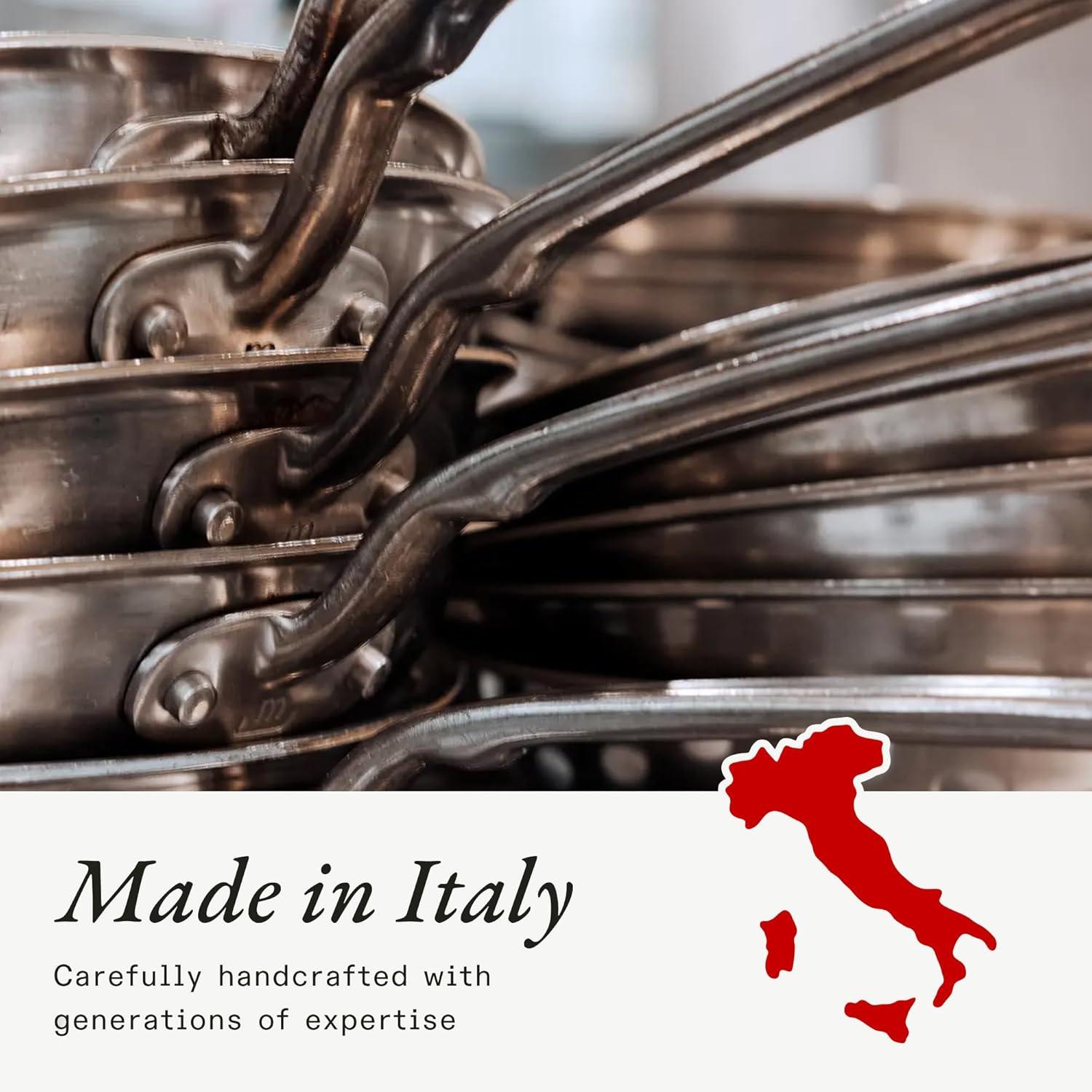 image:imageMade In Cookware 3 QT ProCoat Non Stick Saucier with Lid 5 Ply Stainless Clad Professional Cookware Crafted in Italy Induction Compatible Graphite