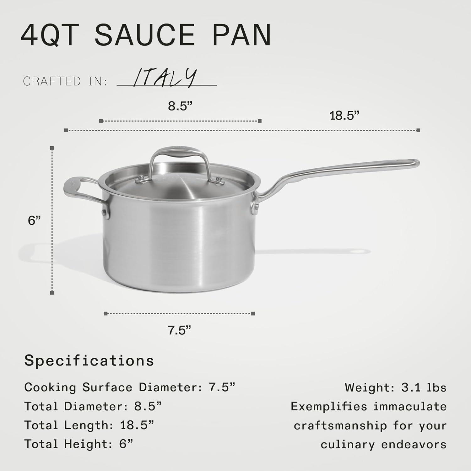 image:imageMade In Cookware 7Piece Ceramic Non Stick Pot and Pan Set Stainless Handle 5Ply Stainless Clad Professional Cookware Crafted in Italy Induction Compatible