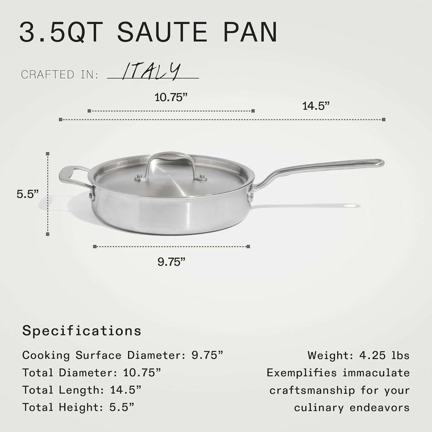 image:imageMade In Cookware 7Piece Ceramic Non Stick Pot and Pan Set Stainless Handle 5Ply Stainless Clad Professional Cookware Crafted in Italy Induction Compatible