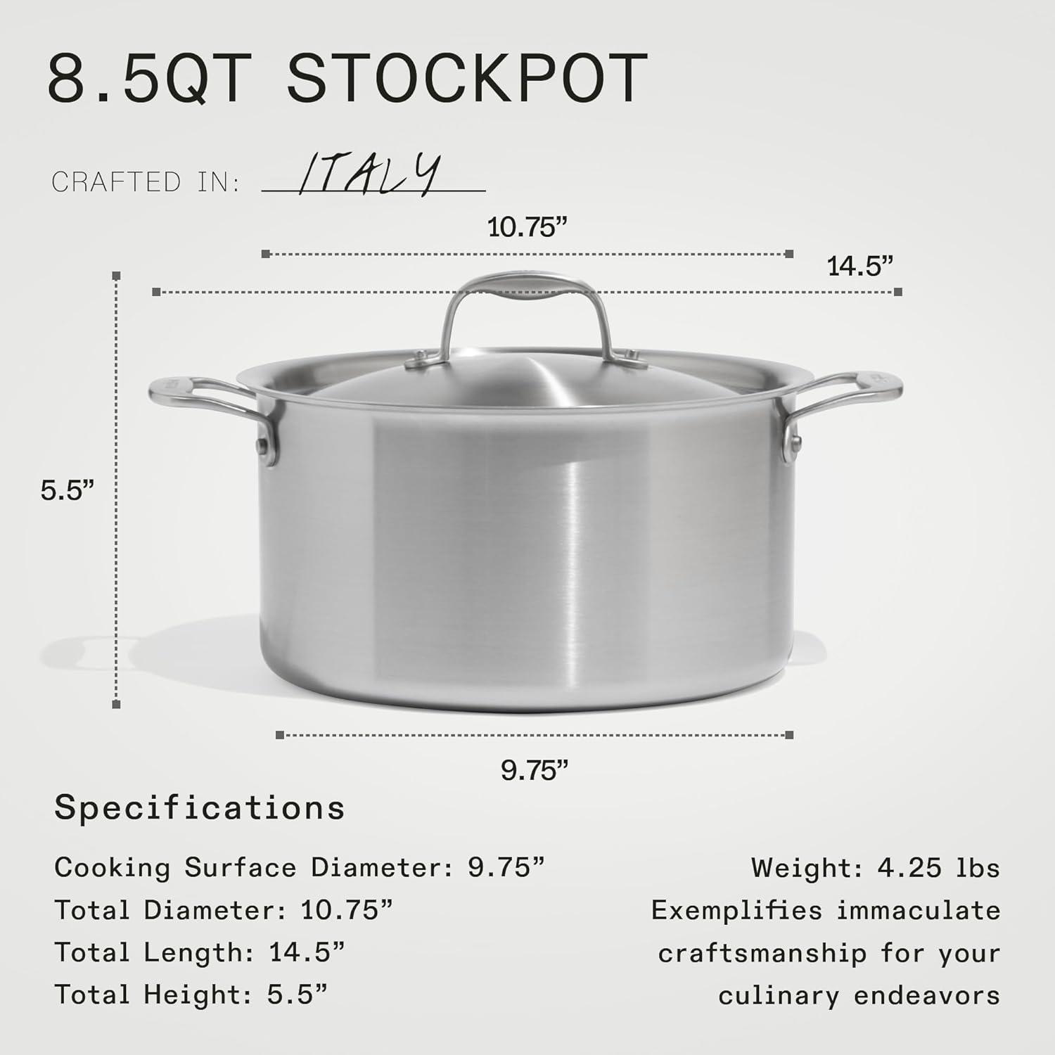 image:imageMade In Cookware 7Piece Ceramic Non Stick Pot and Pan Set Stainless Handle 5Ply Stainless Clad Professional Cookware Crafted in Italy Induction Compatible