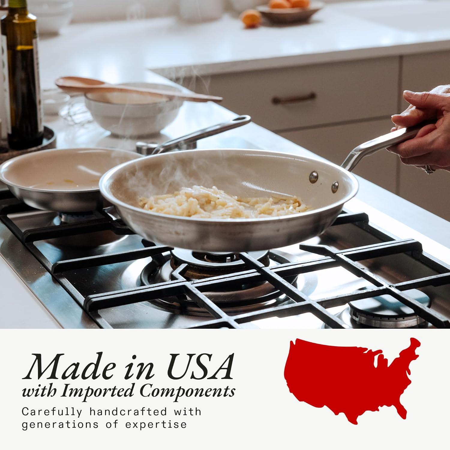 image:imageMade In Cookware 8 Nonstick Ceramic Frying Pan 5 Ply Stainless Clad Professional Cookware Induction Compatible