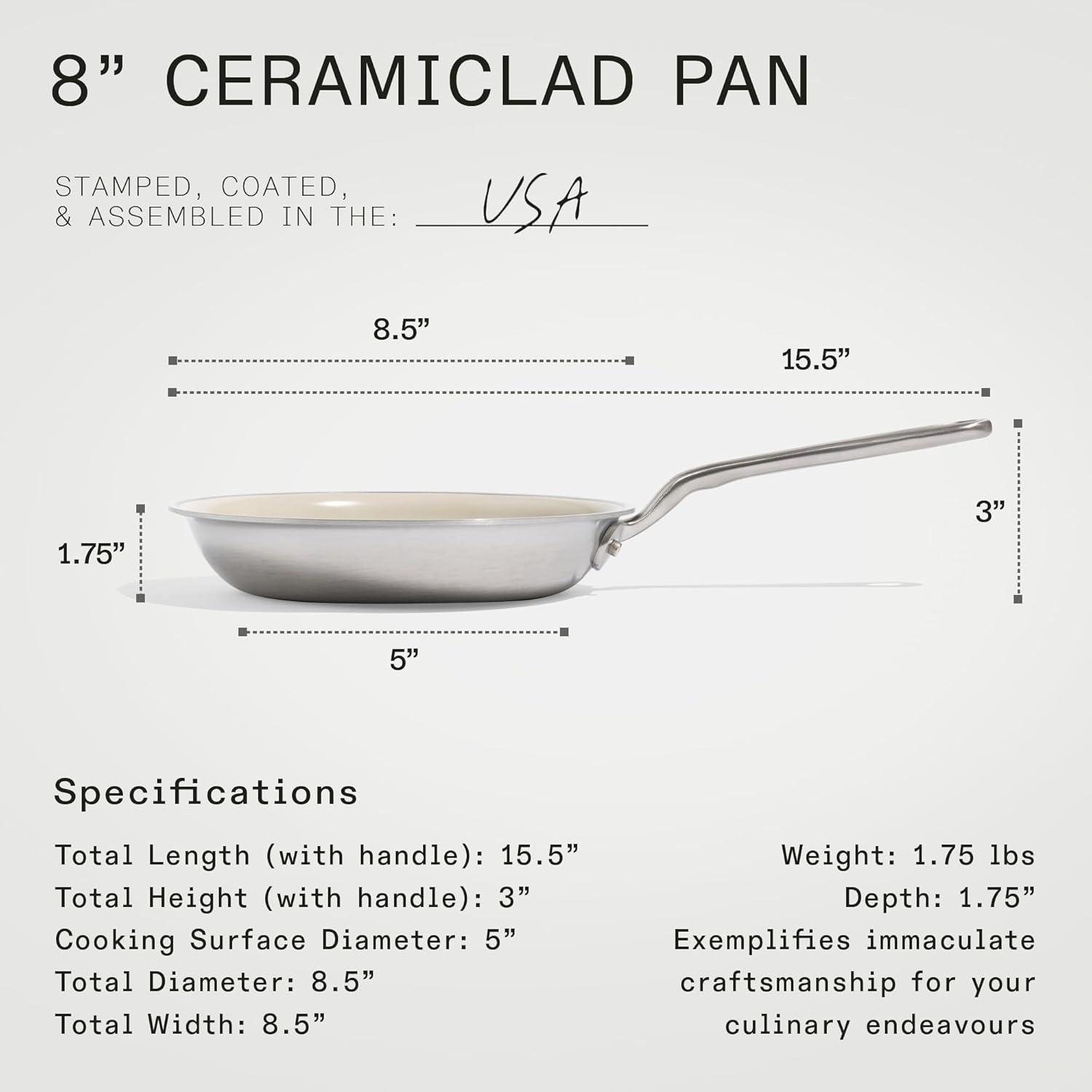 image:imageMade In Cookware 8 Nonstick Ceramic Frying Pan 5 Ply Stainless Clad Professional Cookware Induction Compatible