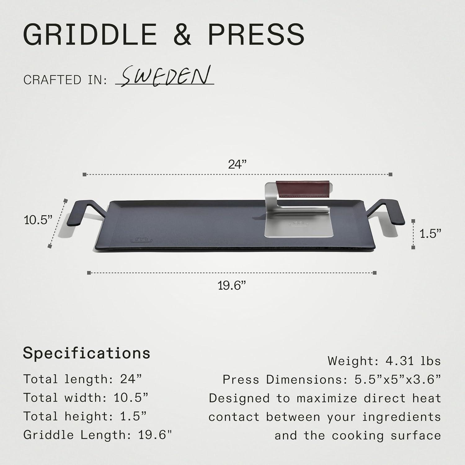 image:imageMade In Cookware Carbon Steel Griddle Grill Press Like Cast Iron but Better Professional Cookware Crafted in Sweden Induction Compatible