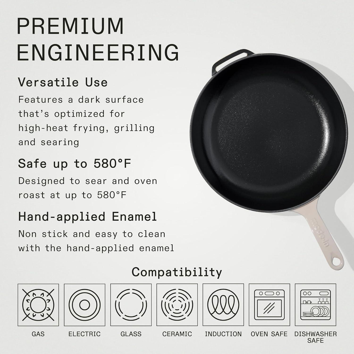 image:imageMade In Cookware Enameled Cast Iron Skillet Blue Exceptional Heat Retention amp Durability Professional Cookware Crafted in France Induction CompatibleLinen
