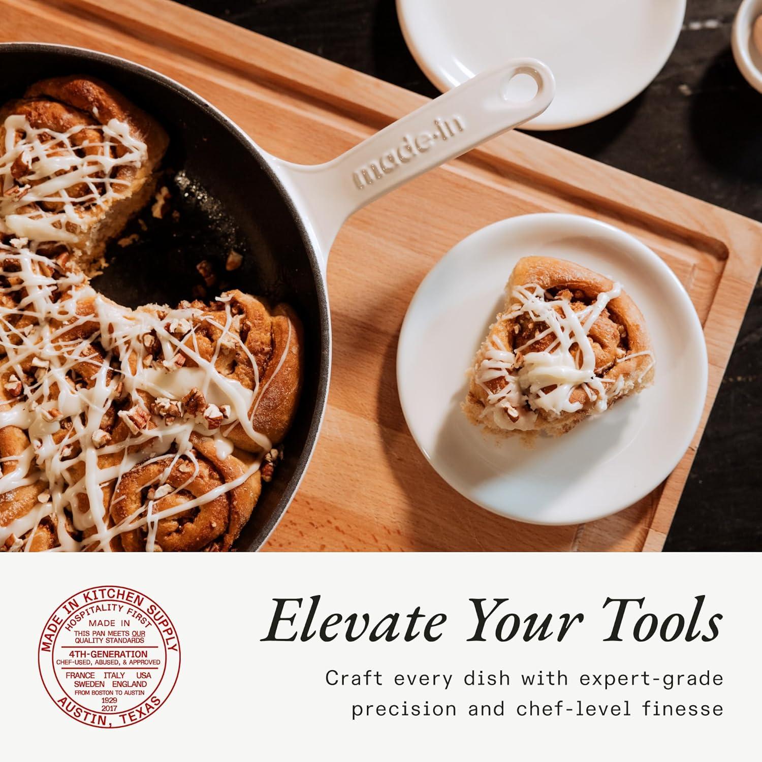 image:imageMade In Cookware Enameled Cast Iron Skillet Blue Exceptional Heat Retention amp Durability Professional Cookware Crafted in France Induction CompatibleLinen