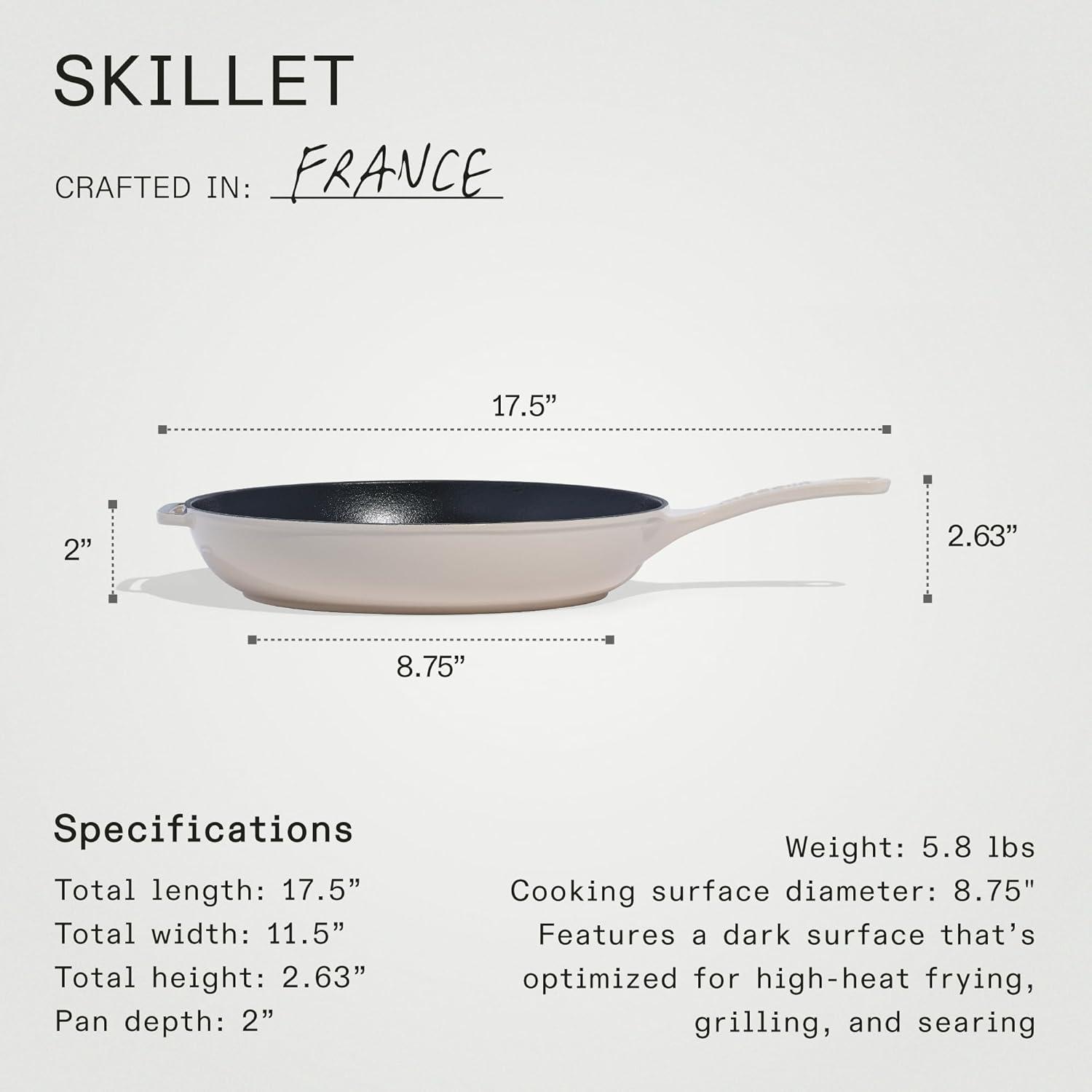 image:imageMade In Cookware Enameled Cast Iron Skillet Blue Exceptional Heat Retention amp Durability Professional Cookware Crafted in France Induction CompatibleLinen