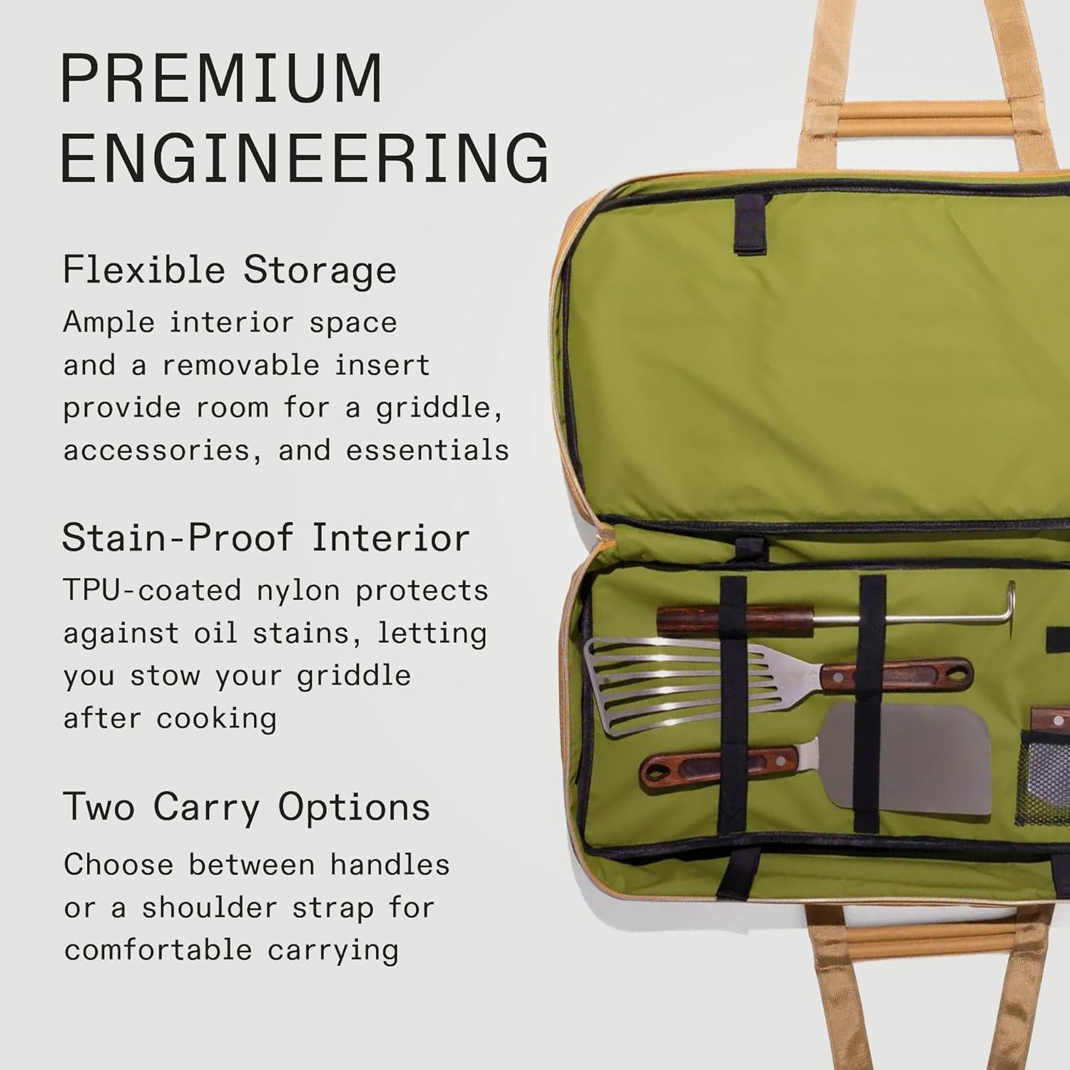 image:imageMade In Cookware Griddle Utility Bag Fits 2Burner Carbon Steel Griddle Removable StainProof Interior Luggage Grade Nylon Camel Exterior and Olive Interior
