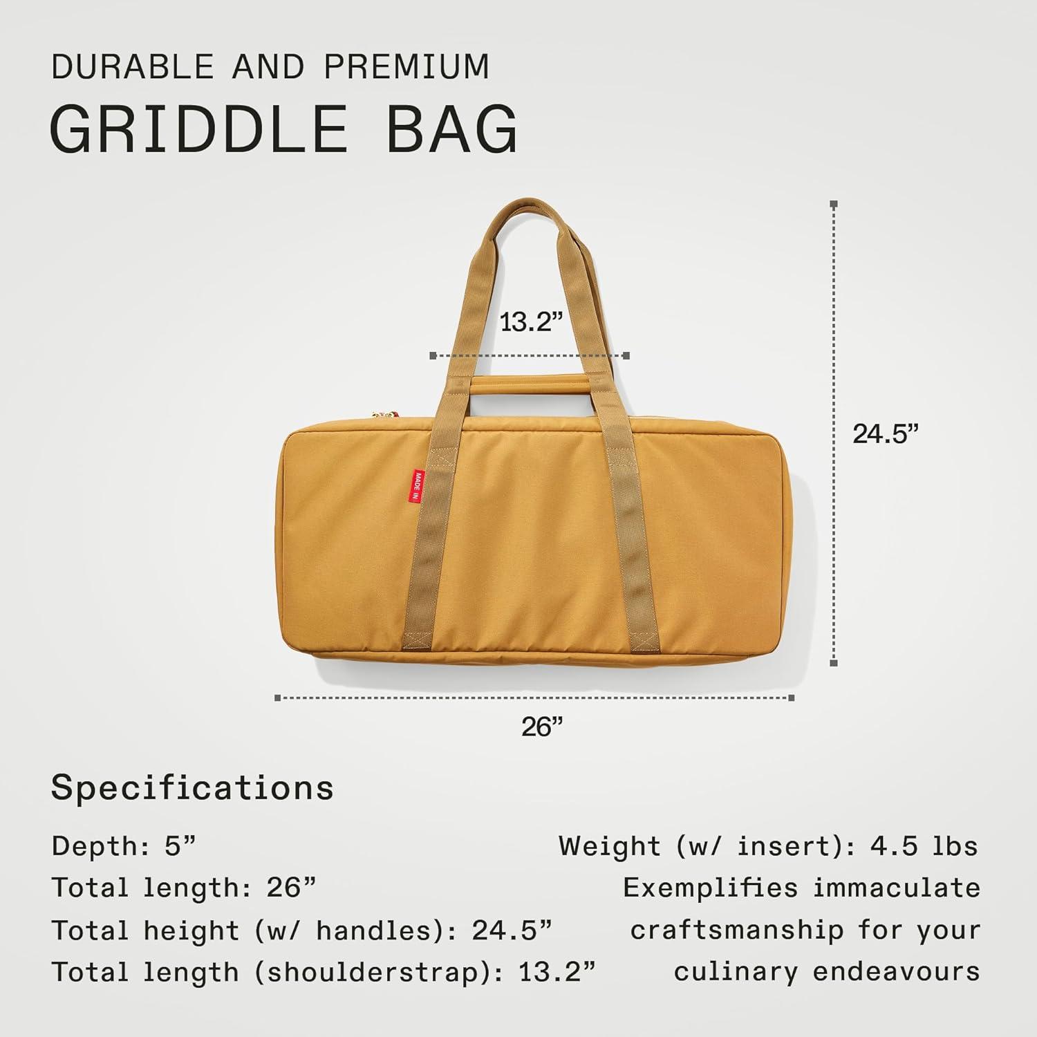 image:imageMade In Cookware Griddle Utility Bag Fits 2Burner Carbon Steel Griddle Removable StainProof Interior Luggage Grade Nylon Camel Exterior and Olive Interior