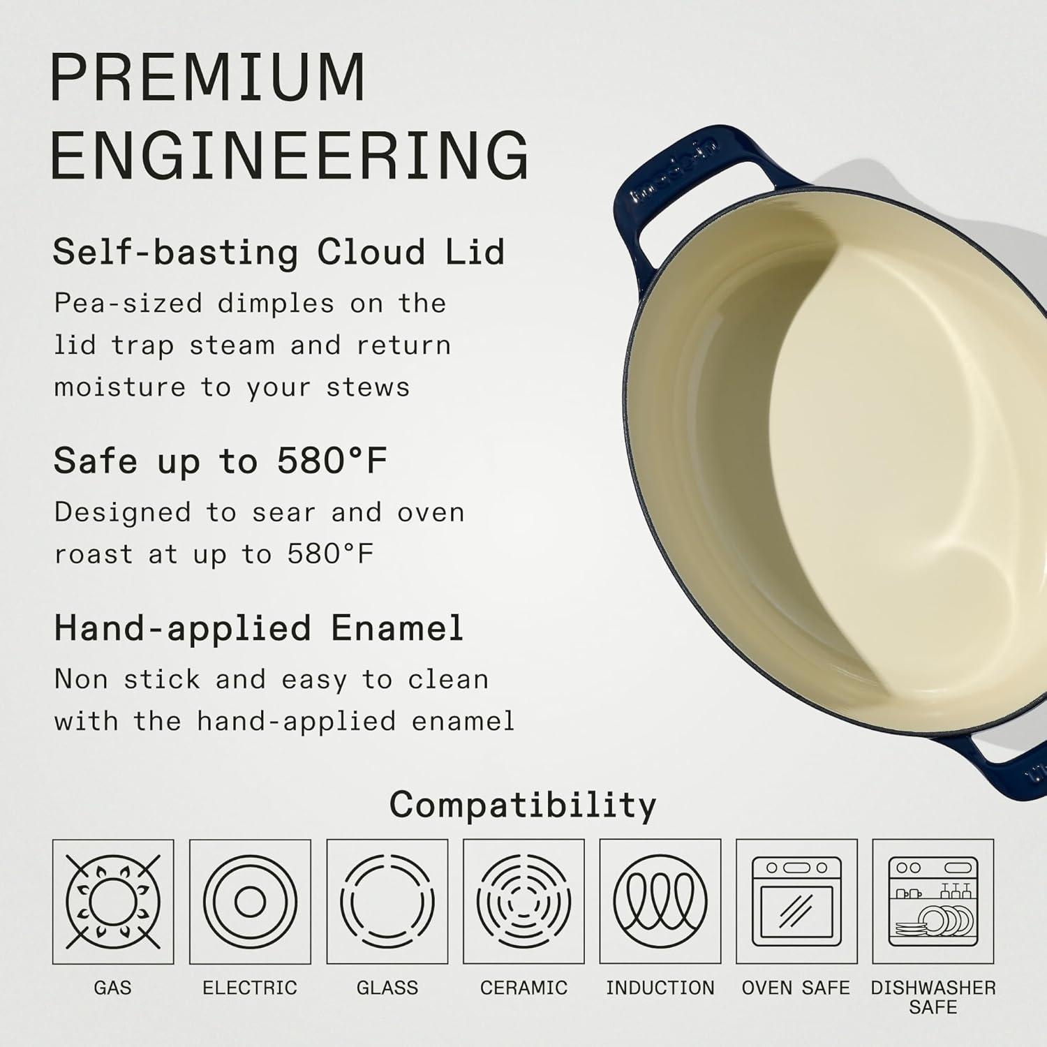 image:imageMade In Cookware Oval Dutch Oven 75 Quart Blue Enameled Cast Iron Exceptional Heat Retention amp Durability Professional Cookware Crafted In France Induction CompatibleBlue