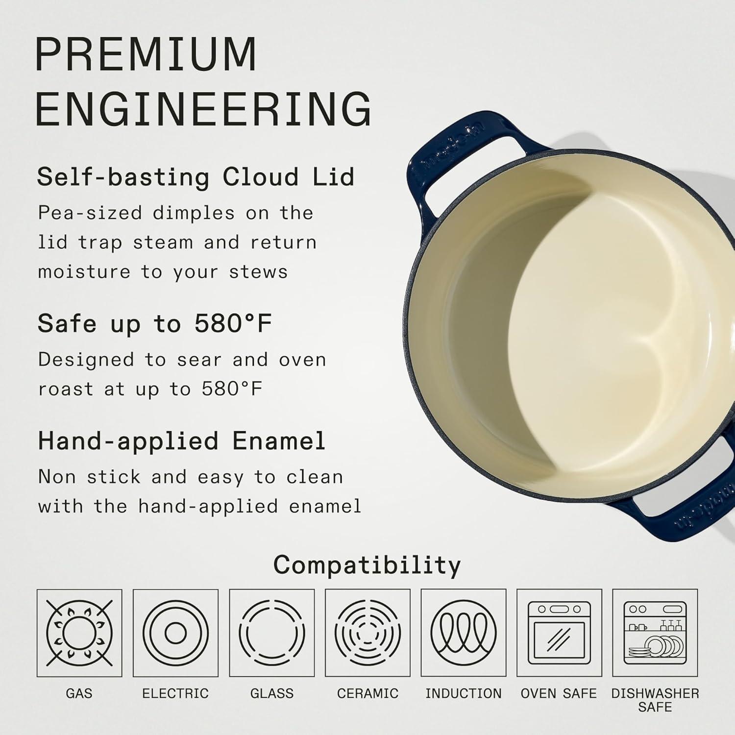 image:imageMade In Cookware Oval Dutch Oven 75 Quart Blue Enameled Cast Iron Exceptional Heat Retention amp Durability Professional Cookware Crafted In France Induction CompatibleBlue