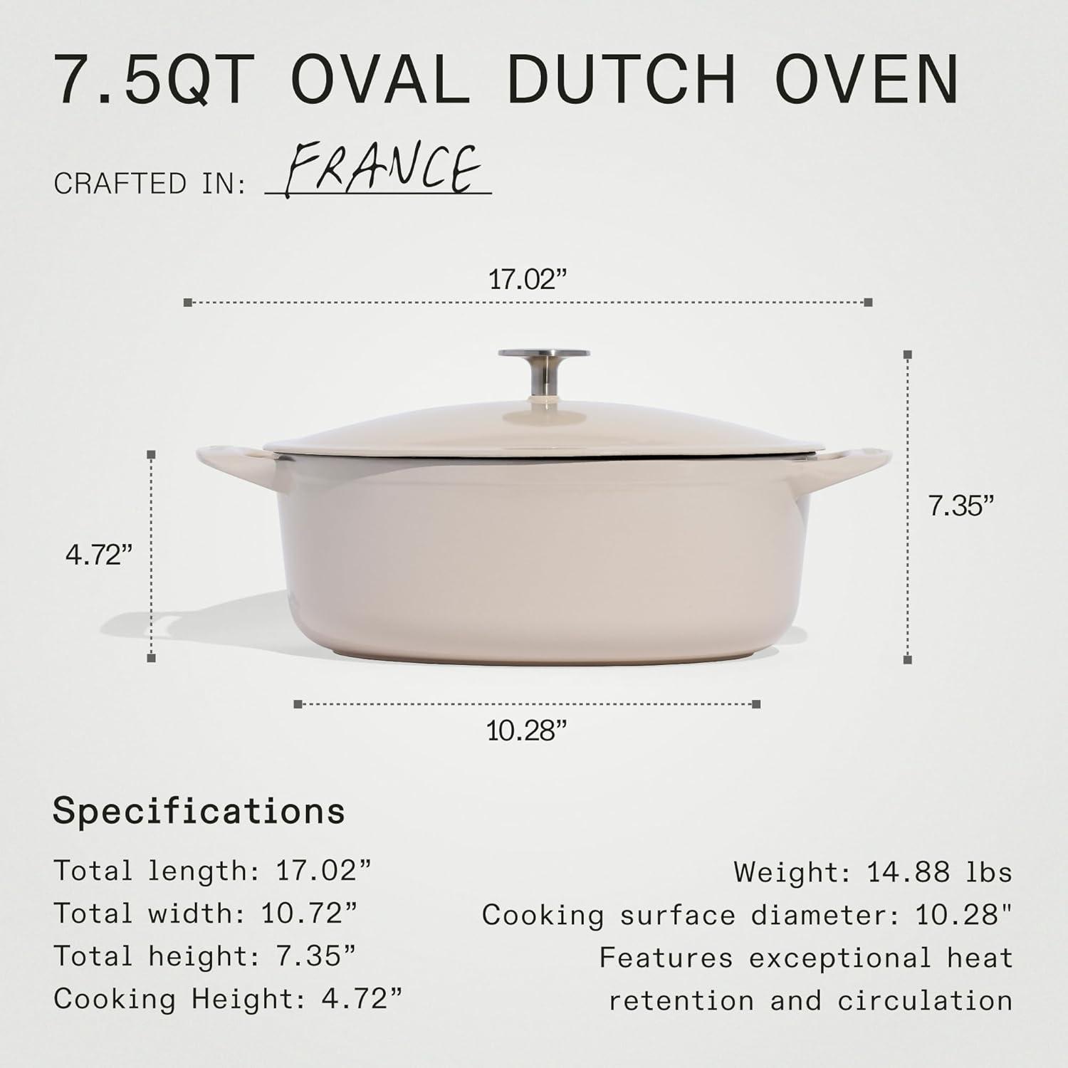 image:imageMade In Cookware Oval Dutch Oven 75 Quart Blue Enameled Cast Iron Exceptional Heat Retention amp Durability Professional Cookware Crafted In France Induction CompatibleLinen