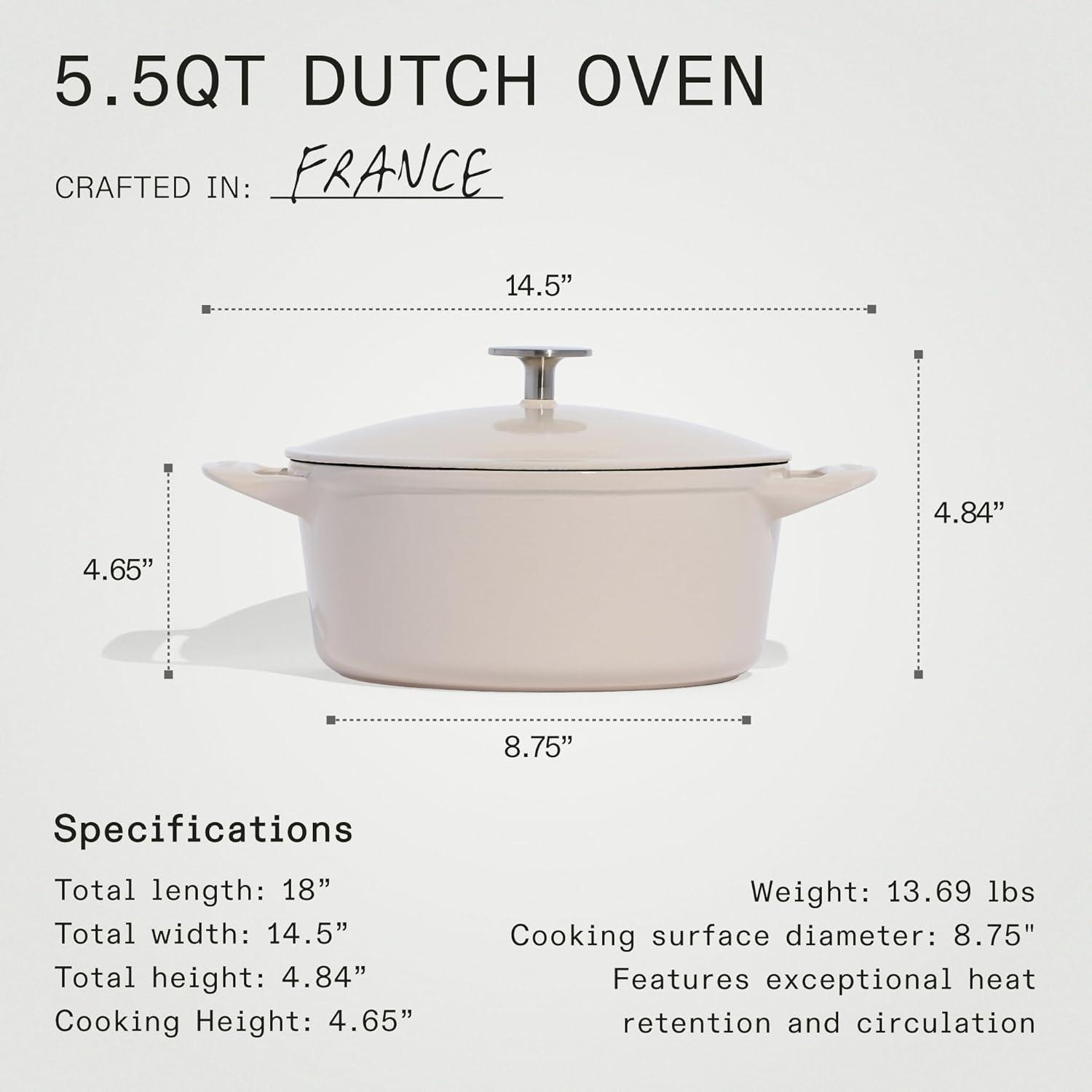 image:imageMade In Cookware Oval Dutch Oven 75 Quart Blue Enameled Cast Iron Exceptional Heat Retention amp Durability Professional Cookware Crafted In France Induction CompatibleLinen