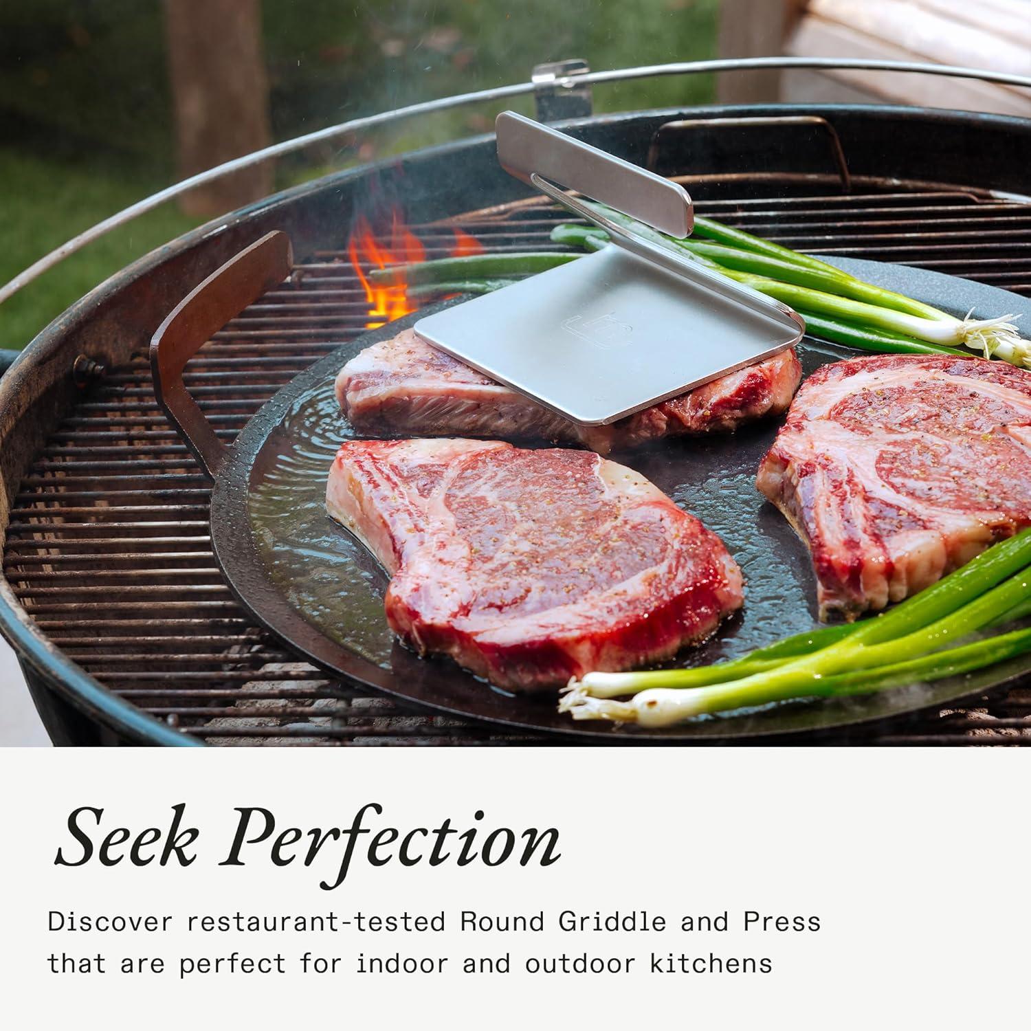 image:imageMade In Cookware Seasoned 17 Round Carbon Steel Griddle Grill Press Like Cast Iron but Better Professional Cookware Crafted in Sweden Induction Compatible