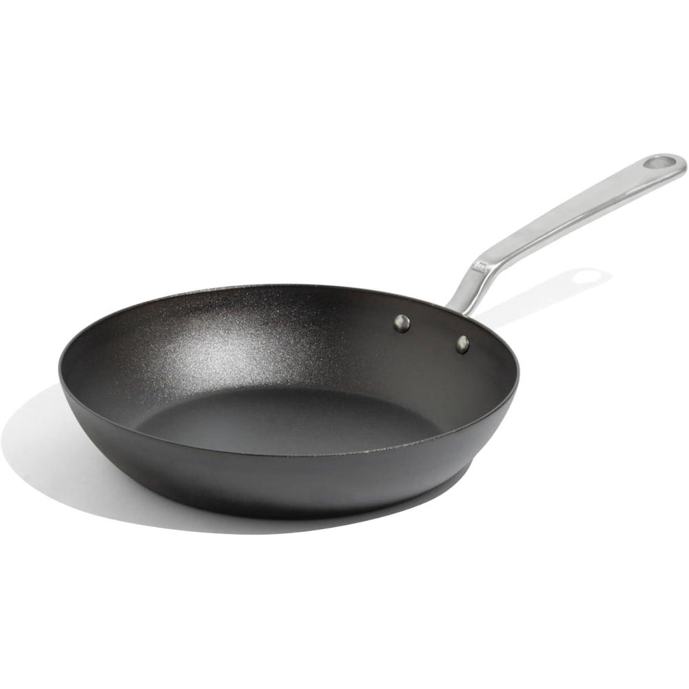 image:imageMade In Cookware 3 Piece Includes 81012 Seasoned Blue Carbon Steel Frying Pan Like Cast Iron but Better Professional Cookware Crafted in Sweden Induction Compatible10 Seasoned Carbon Steel Pan