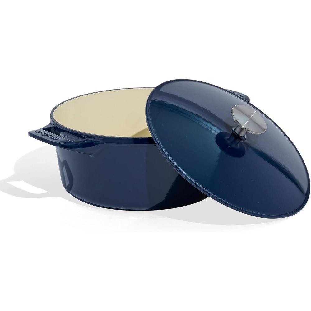 image:imageMade In Cookware Oval Dutch Oven 75 Quart Blue Enameled Cast Iron Exceptional Heat Retention amp Durability Professional Cookware Crafted In France Induction CompatibleBlue