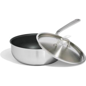 Made In Cookware – 3 QT ProCoat Non Stick Saucier with Lid – 5 Ply Stainless Clad – Professional Cookware – Crafted in Italy – Induction Compatible (Graphite)