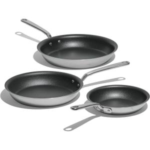 Made In Cookware – ProCoat Non Stick 3 Piece Frying Pan Set (Includes 8″,10″,12″) – 5 Ply Stainless Clad – Professional Cookware – Crafted in USA – Induction Compatible – (Graphite)