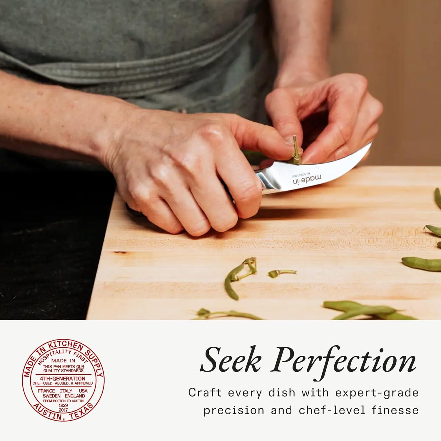 image:imageMade In Cookware 4 Birds Beak Paring Knife Crafted in France Full Tang With Truffle Black HandleTruffle Black