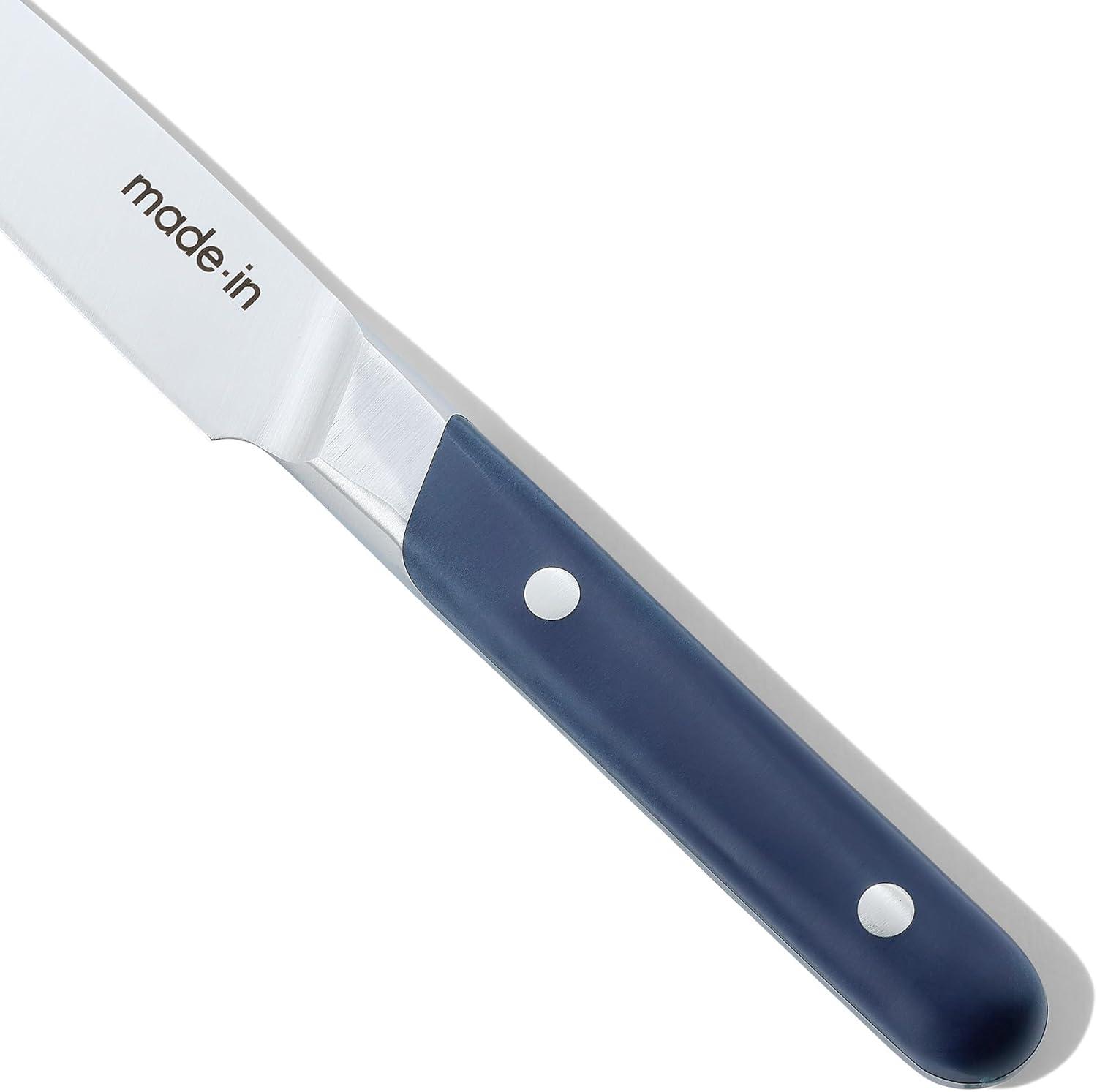 image:imageMade In Cookware 4 Paring Knife France Full Tang With Olive Wood HandleBlue Handle