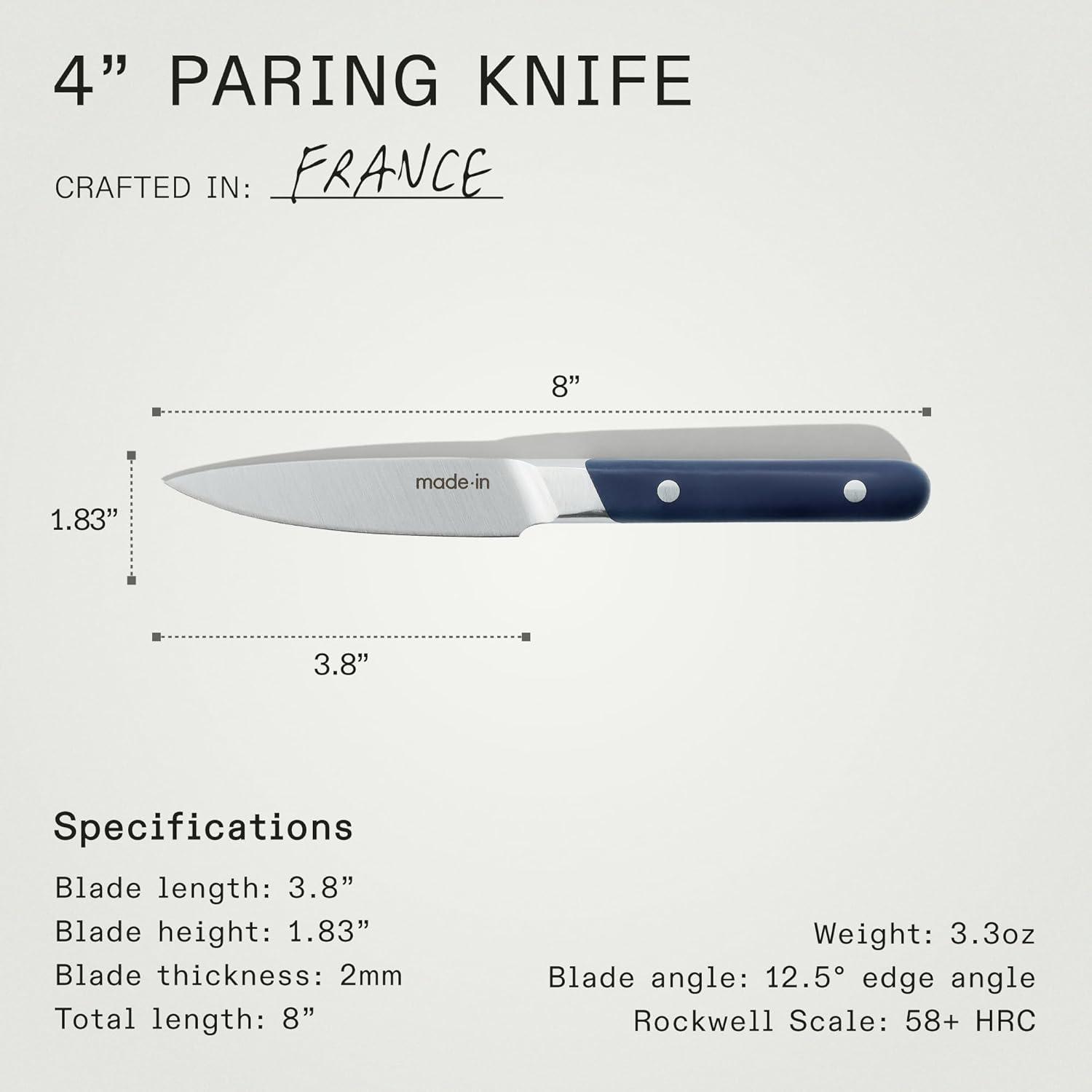 image:imageMade In Cookware 4 Paring Knife France Full Tang With Olive Wood HandleBlue Handle