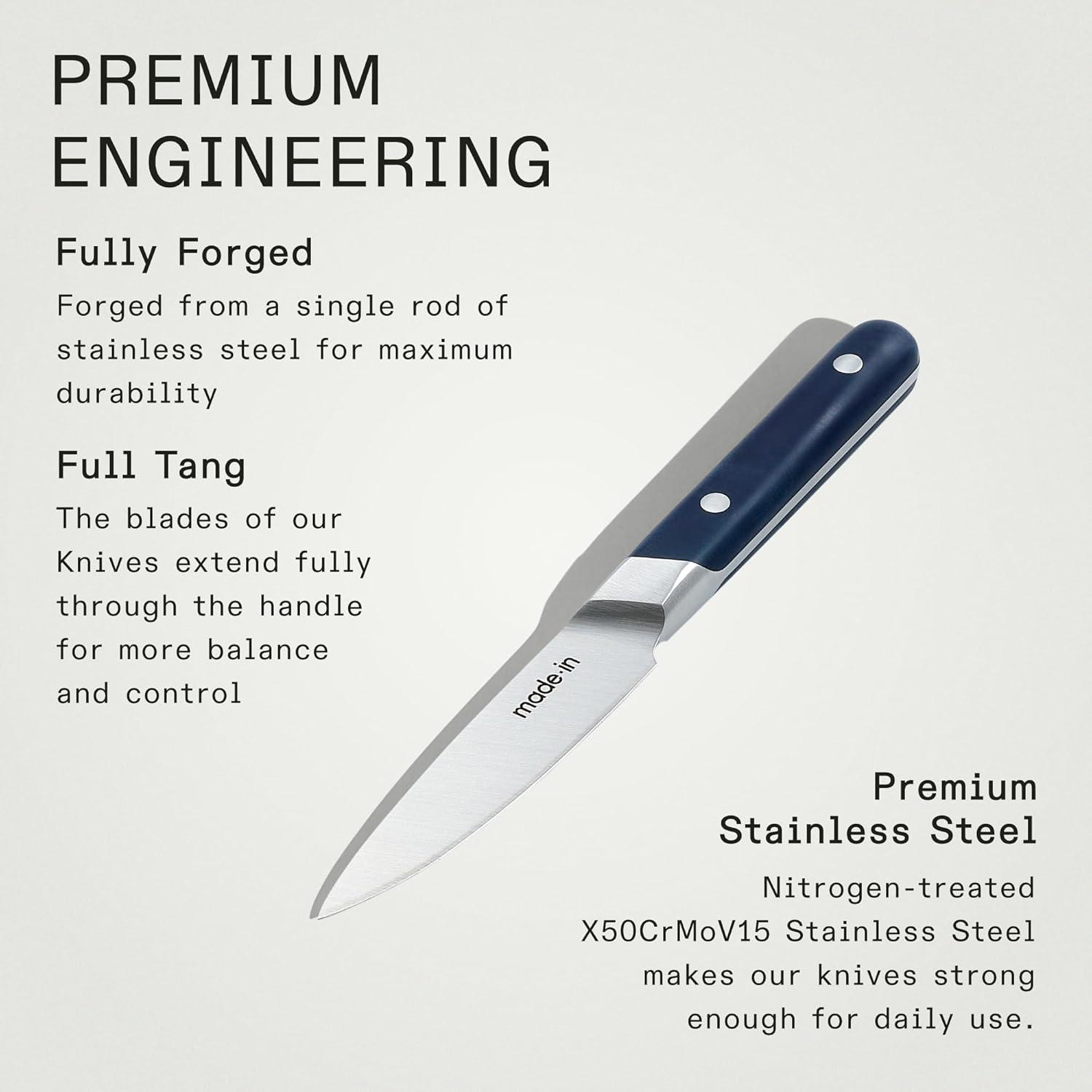 image:imageMade In Cookware 4 Paring Knife France Full Tang With Olive Wood HandleBlue Handle