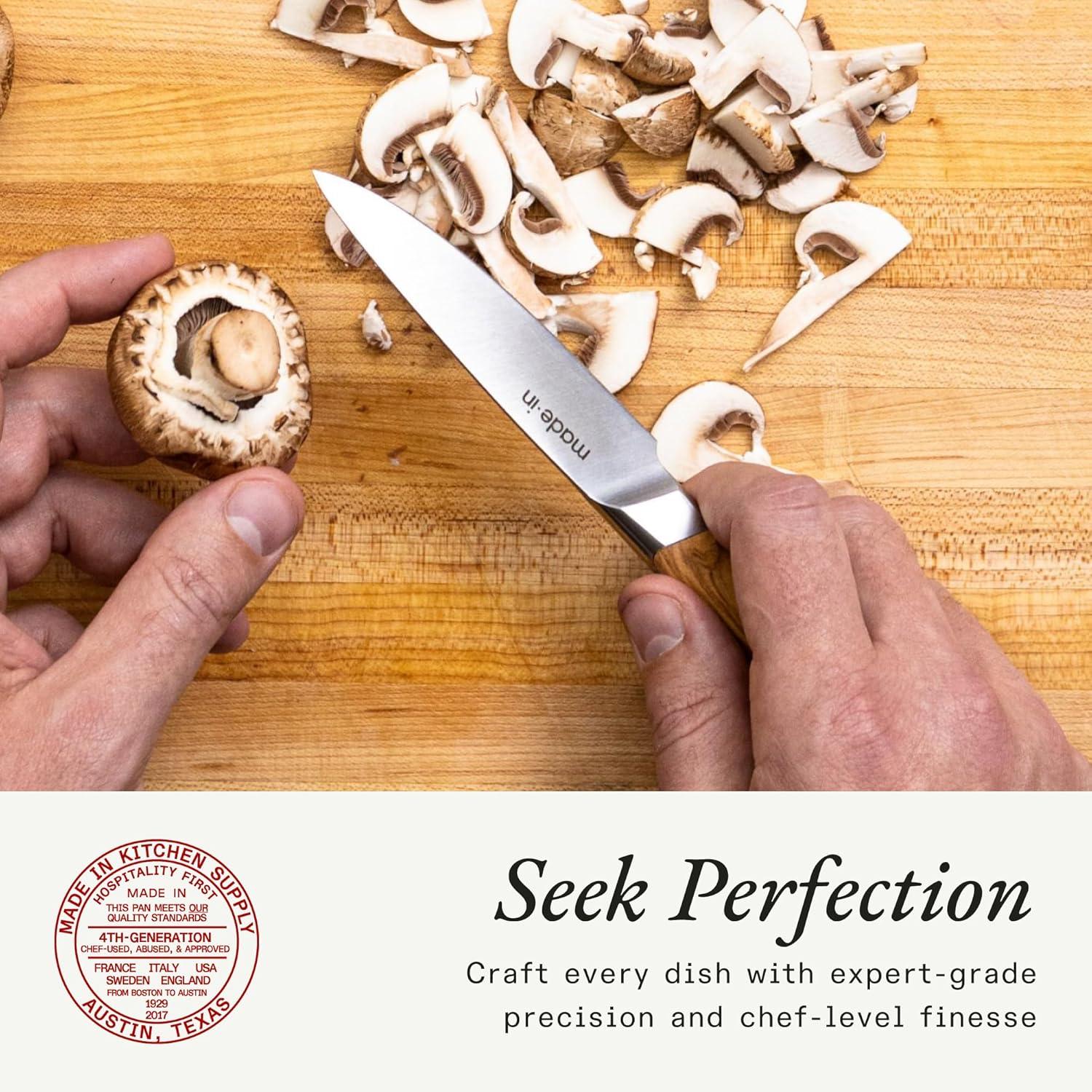 image:imageMade In Cookware 4 Paring Knife France Full Tang With Olive Wood HandleBlue Handle