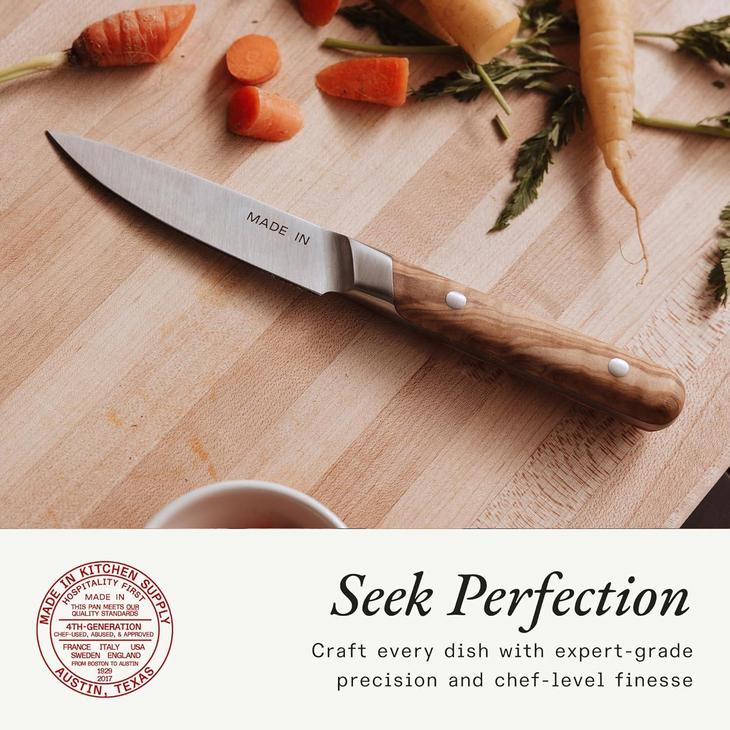 image:imageMade In Cookware 4 Paring Knife France Full Tang With Olive Wood HandleOlive Wood Handle