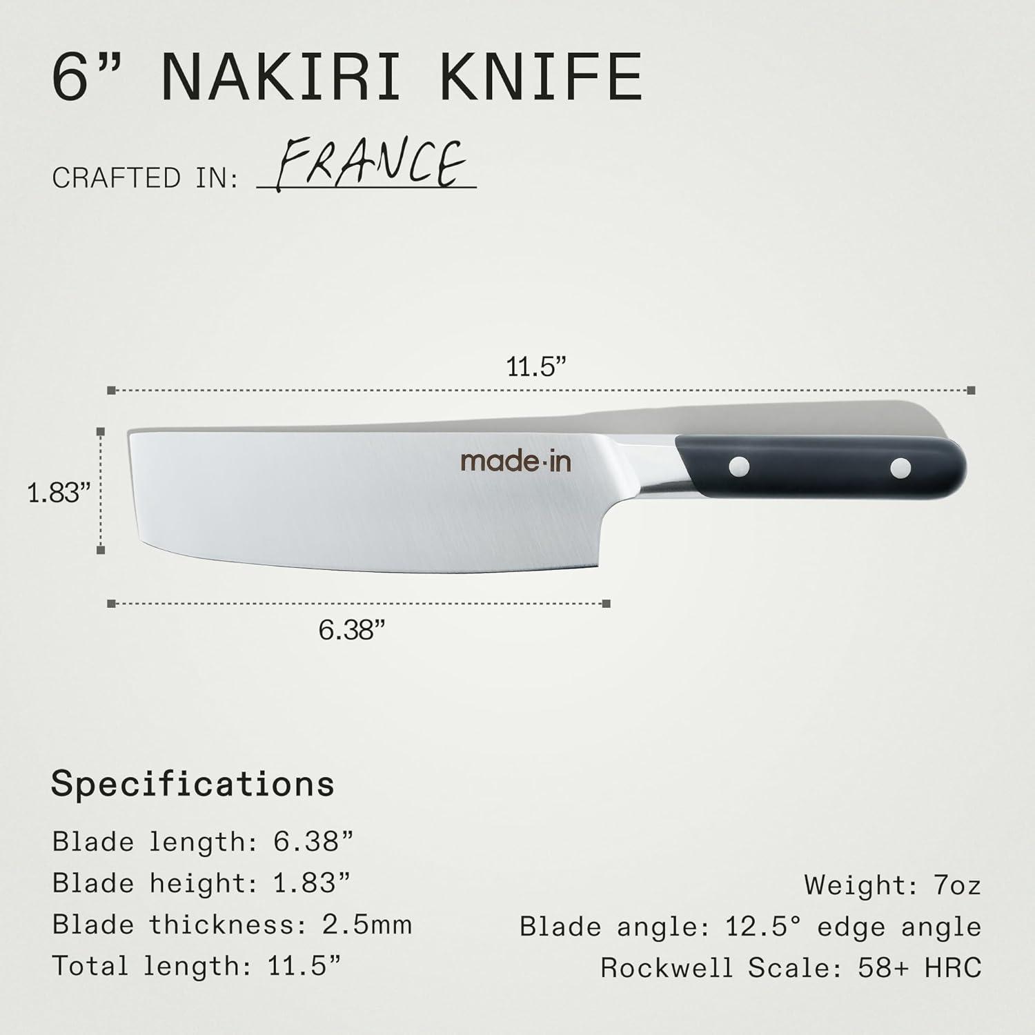 image:imageMade In Cookware 6 Nakiri Knife France Full Tang With Truffle Black HandleBlack Handle