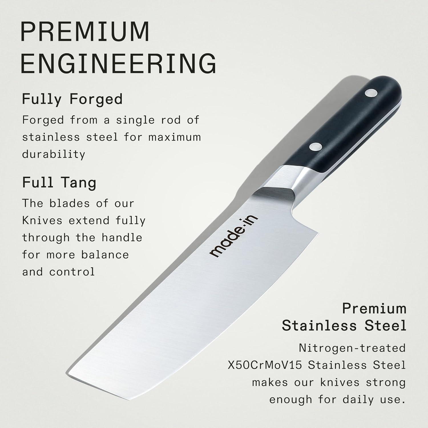 image:imageMade In Cookware 6 Nakiri Knife France Full Tang With Truffle Black HandleBlack Handle