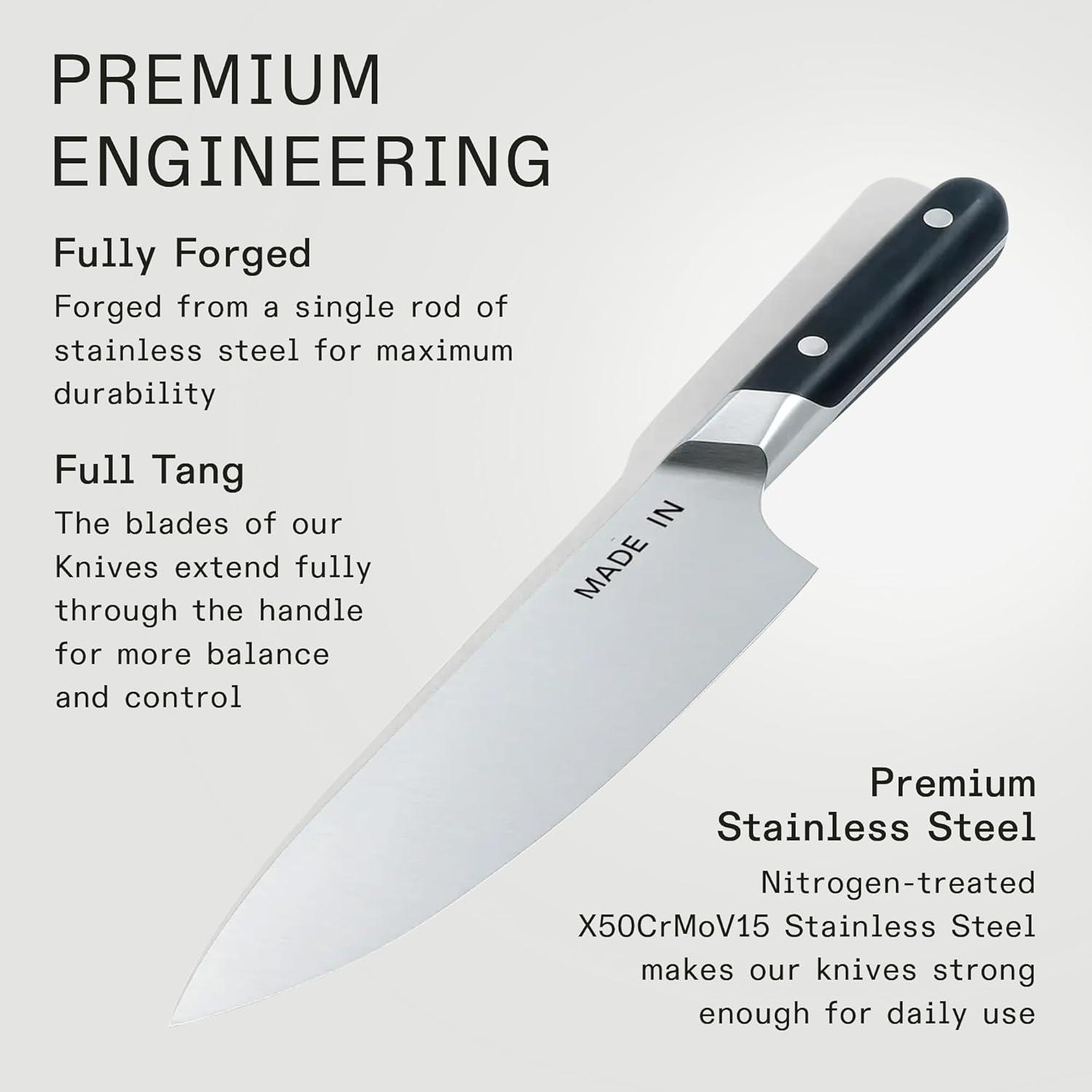 image:imageMade In Cookware 8 Chef Knife Crafted in France Full Tang With Truffle Black HandleBlack Handle