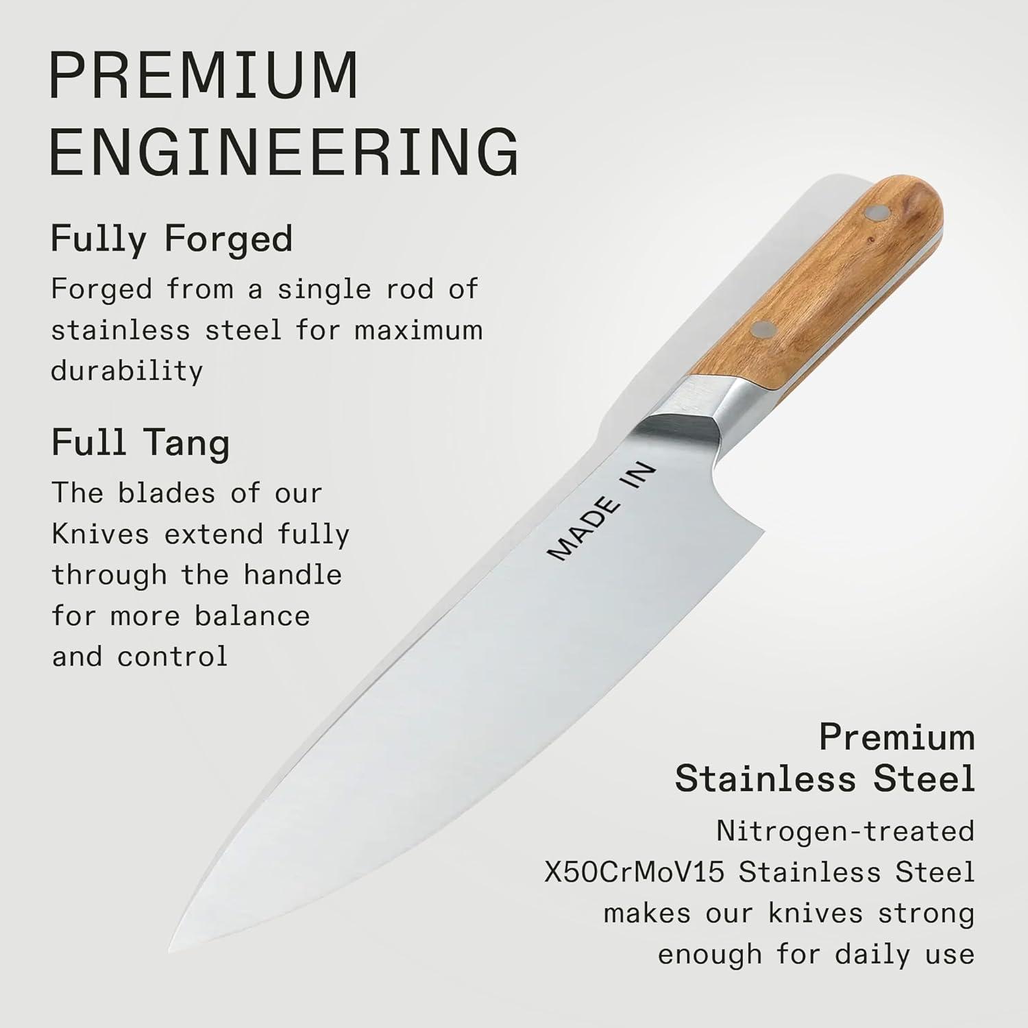 image:imageMade In Cookware 8 Chef Knife Crafted in France Full Tang With Truffle Black HandleOlive Wood Handle