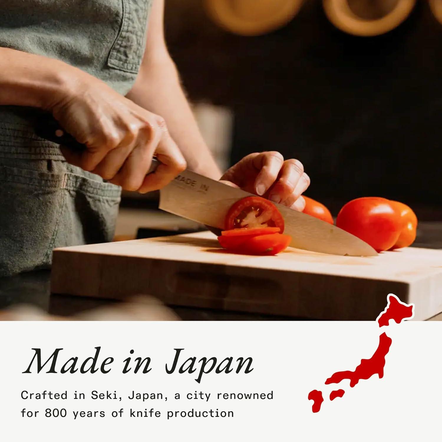 image:imageMade In Cookware 8 Japanese Damascus Steel Gyuto Chef Knife 66 Layers of Damascus Steel with a VG10 Core Crafted in Japan Full Tang With Black POM Handle