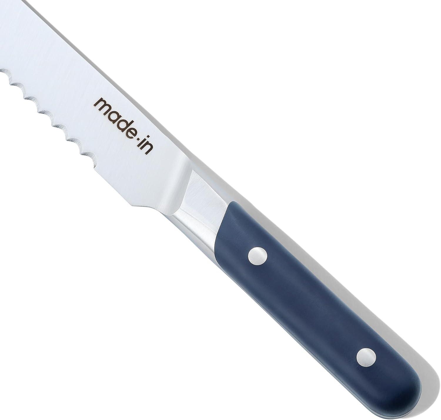 image:imageMade In Cookware 9 Inch Bread Knife France Full Tang With Pomme Red HandleBlue Handle